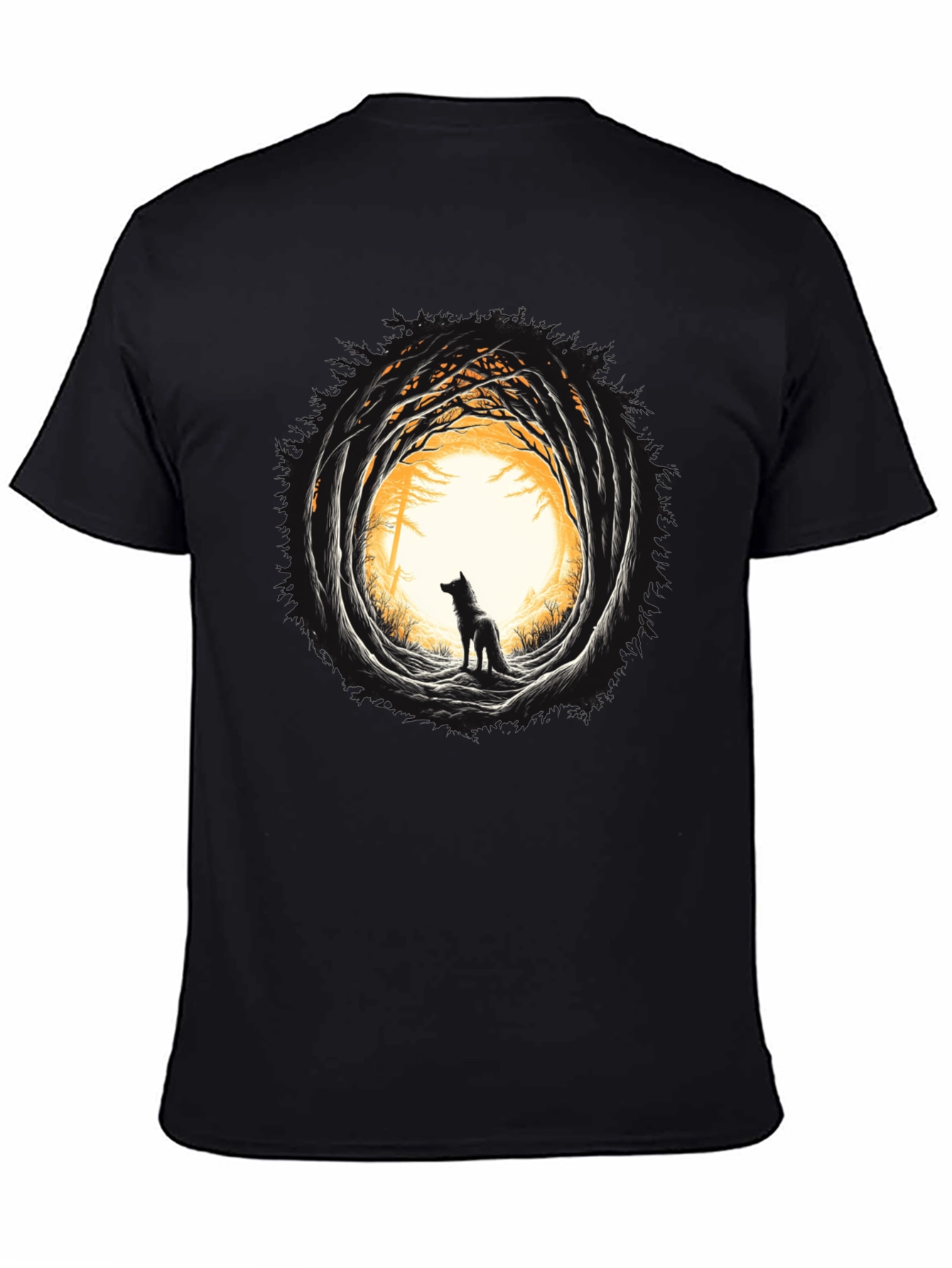 Wolf Silhouette Graphic Black T-Shirt
