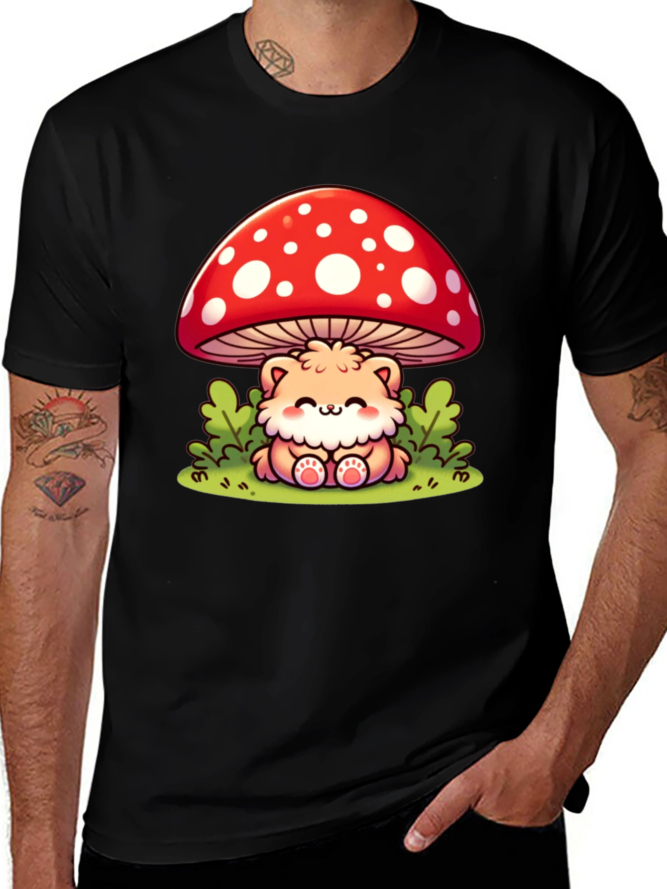 Cute Cartoon Mushroom Bear T-Shirt