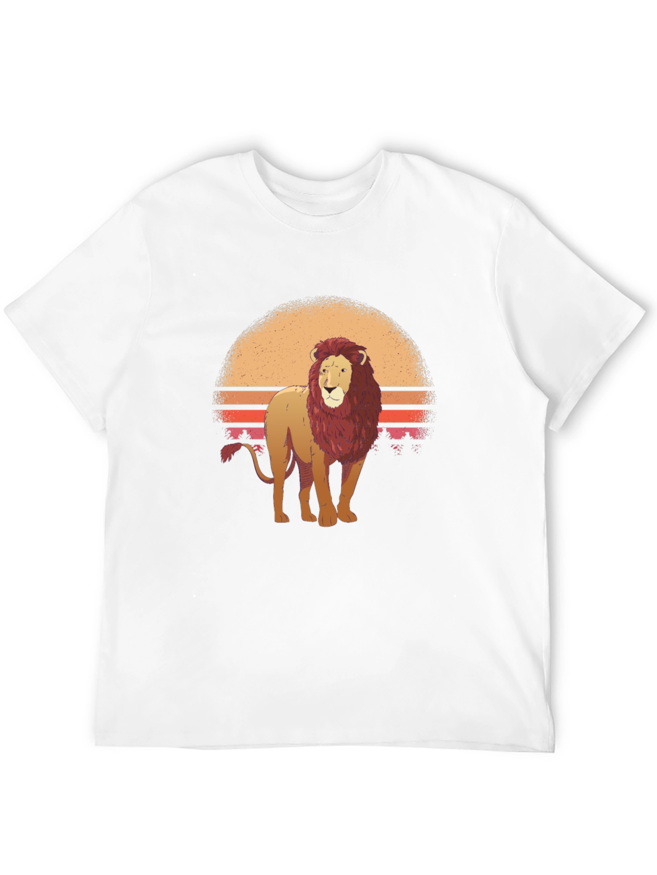 Lion Sunset Graphic Tee - Cool Animal Print Shirt