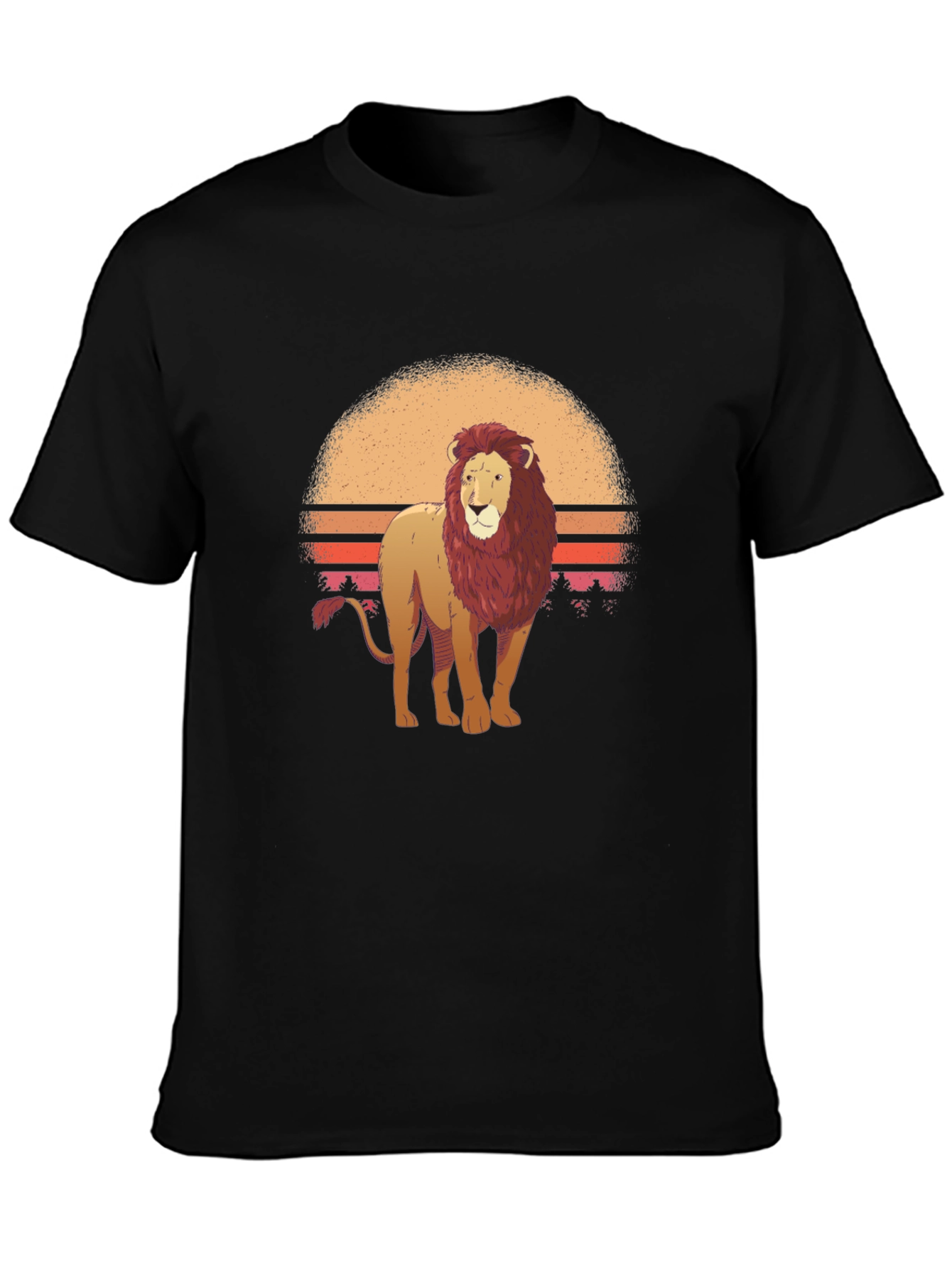 Lion Sunset Graphic Tee - Cool Animal Print Shirt