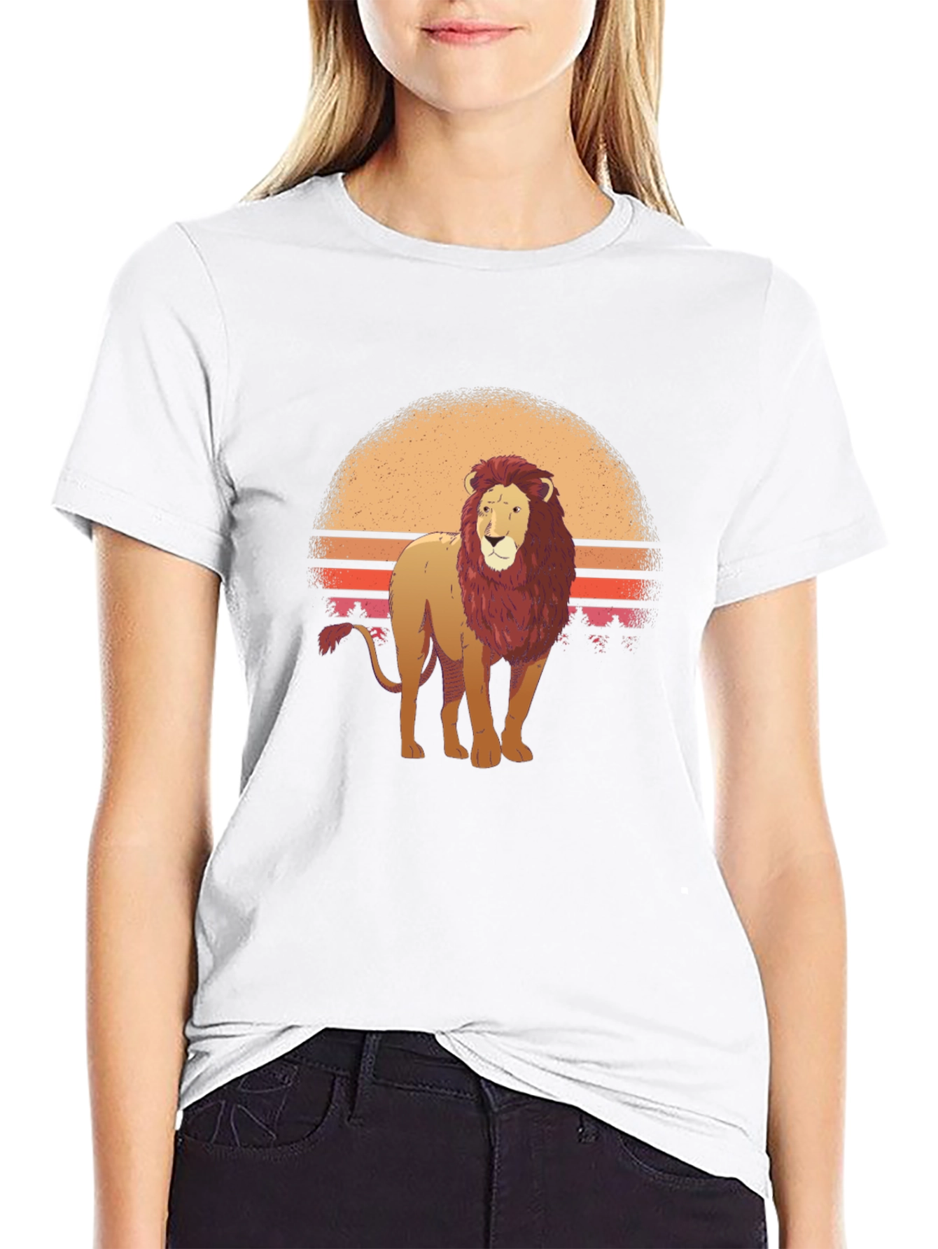 Lion Sunset Graphic Tee - Cool Animal Print Shirt