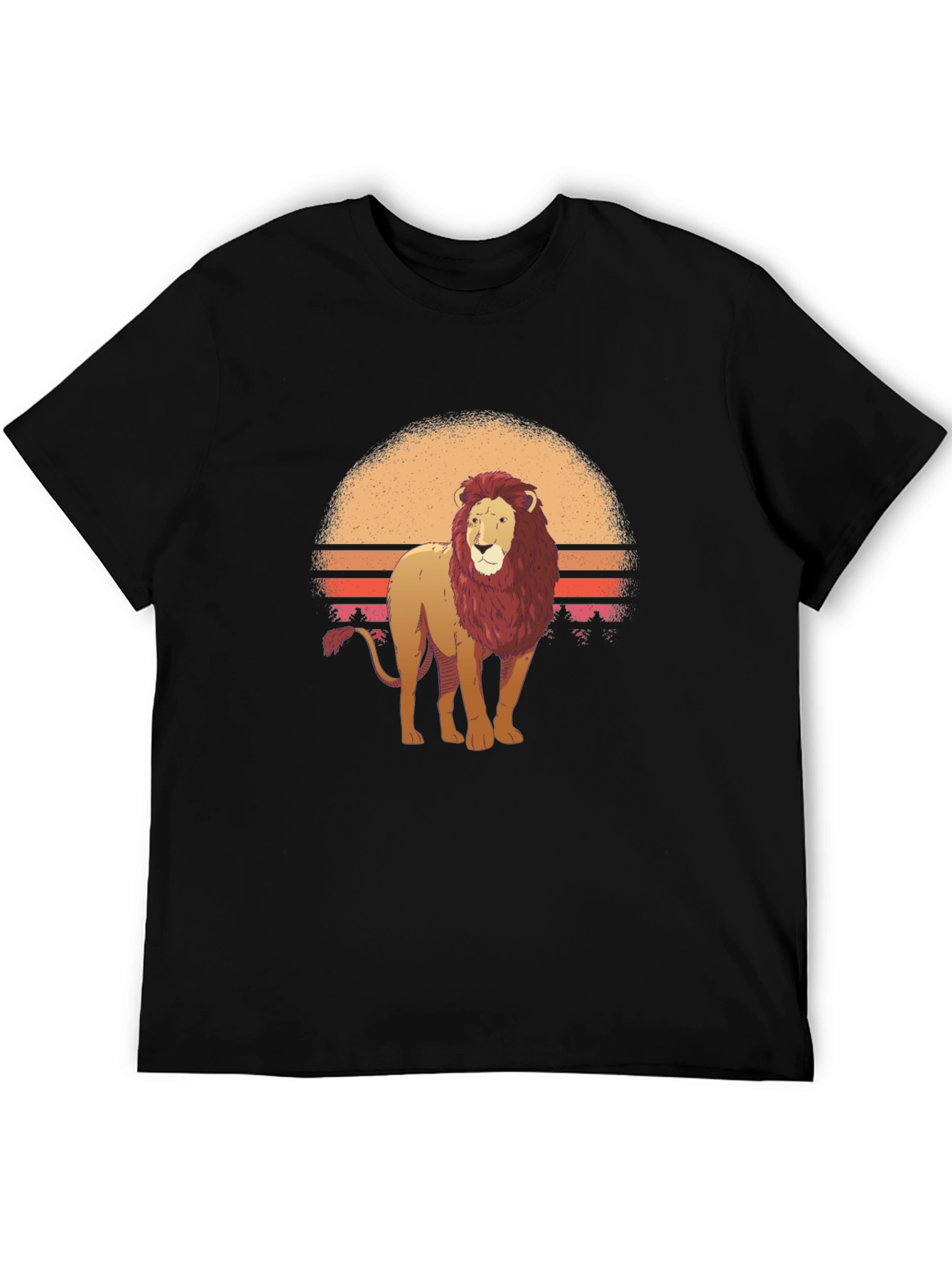 Lion Sunset Graphic Tee - Cool Animal Print Shirt