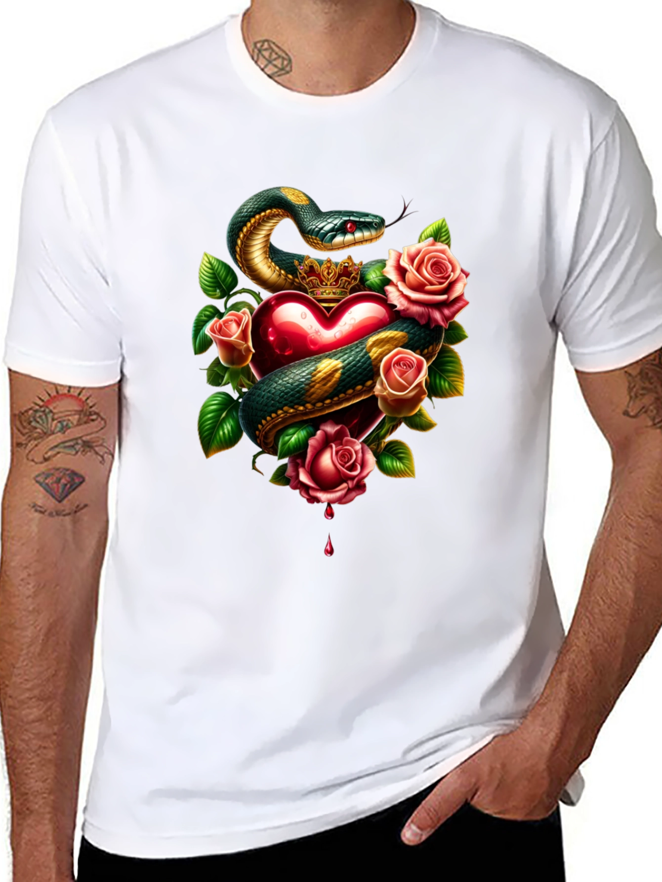 Snake Heart Rose Graphic Tee