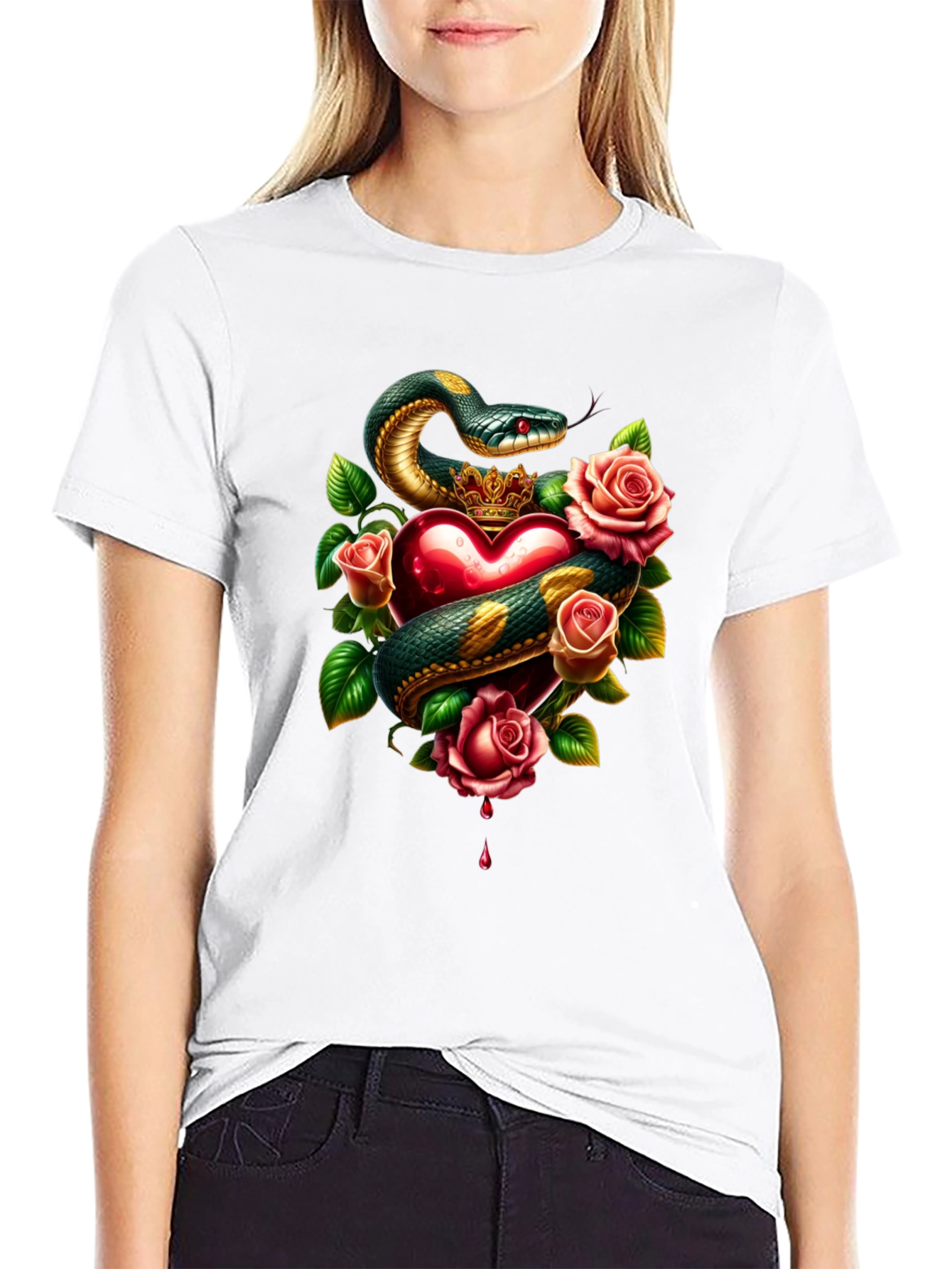 Snake Heart Rose Graphic Tee