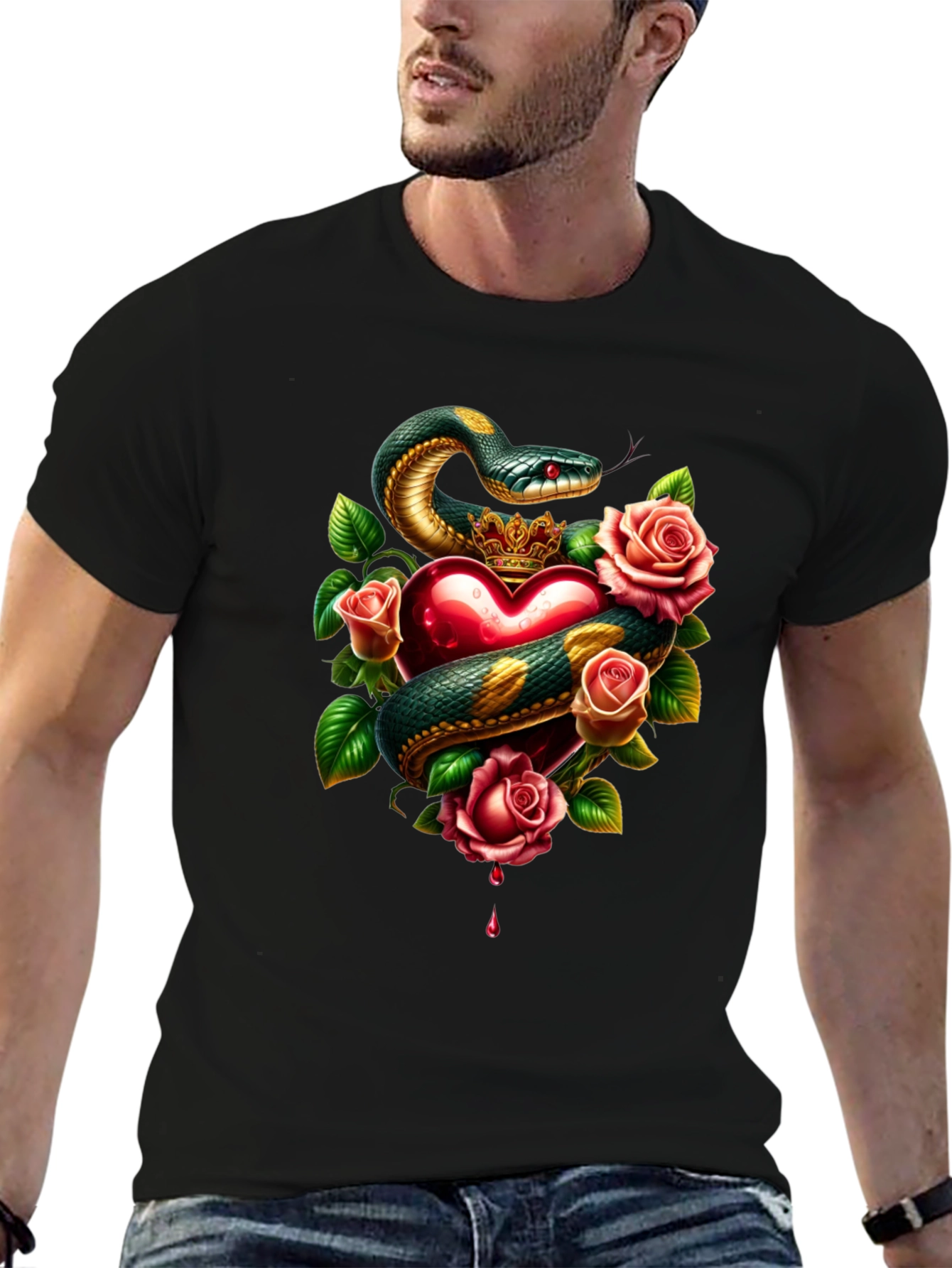 Snake Heart Rose Graphic Tee