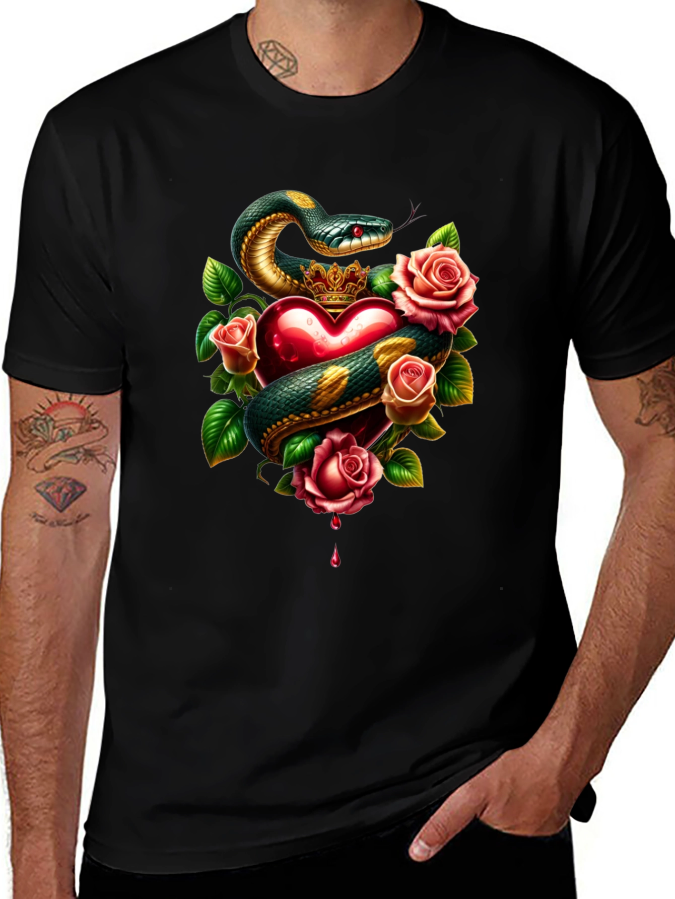 Snake Heart Rose Graphic Tee