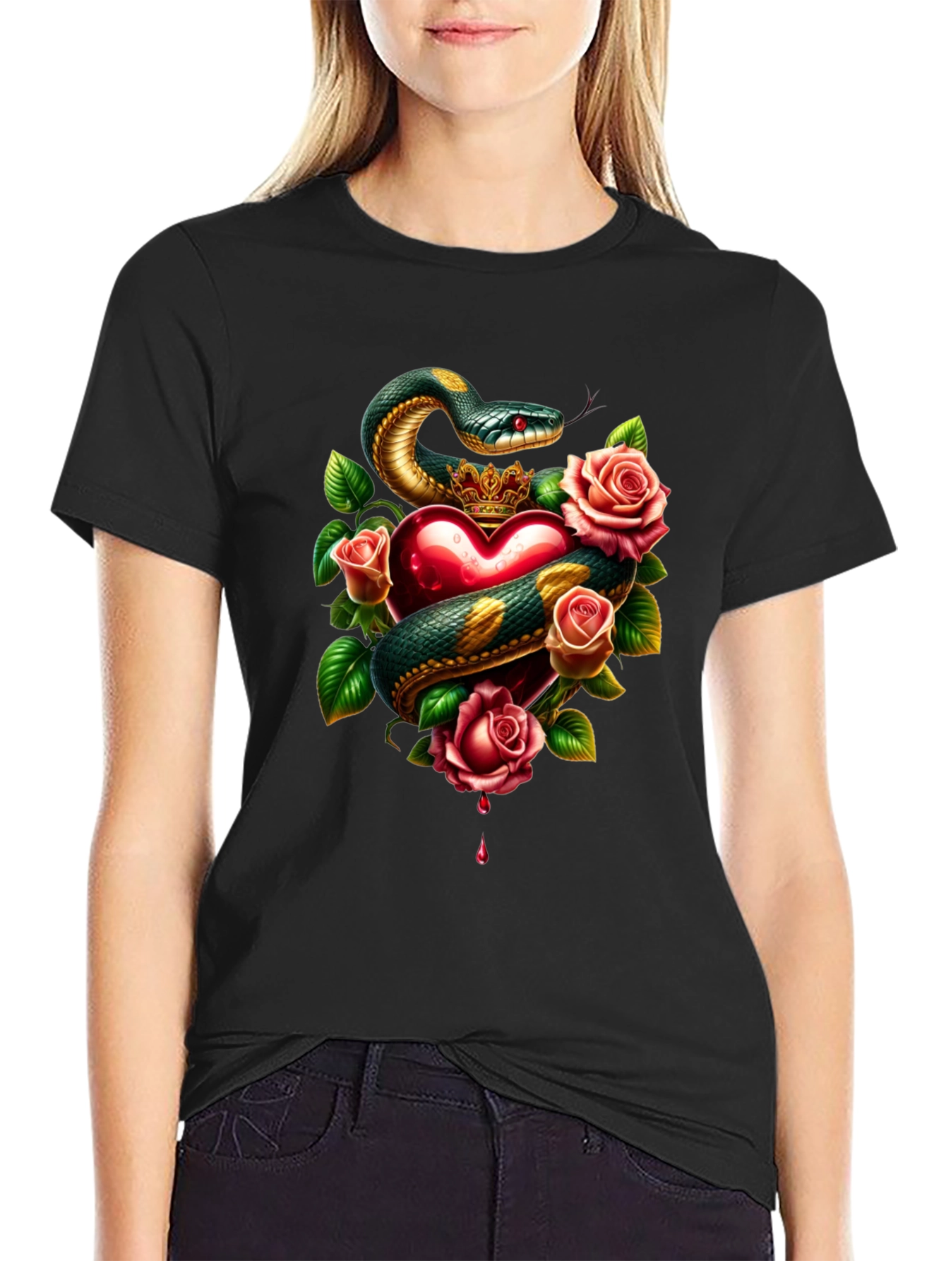 Snake Heart Rose Graphic Tee