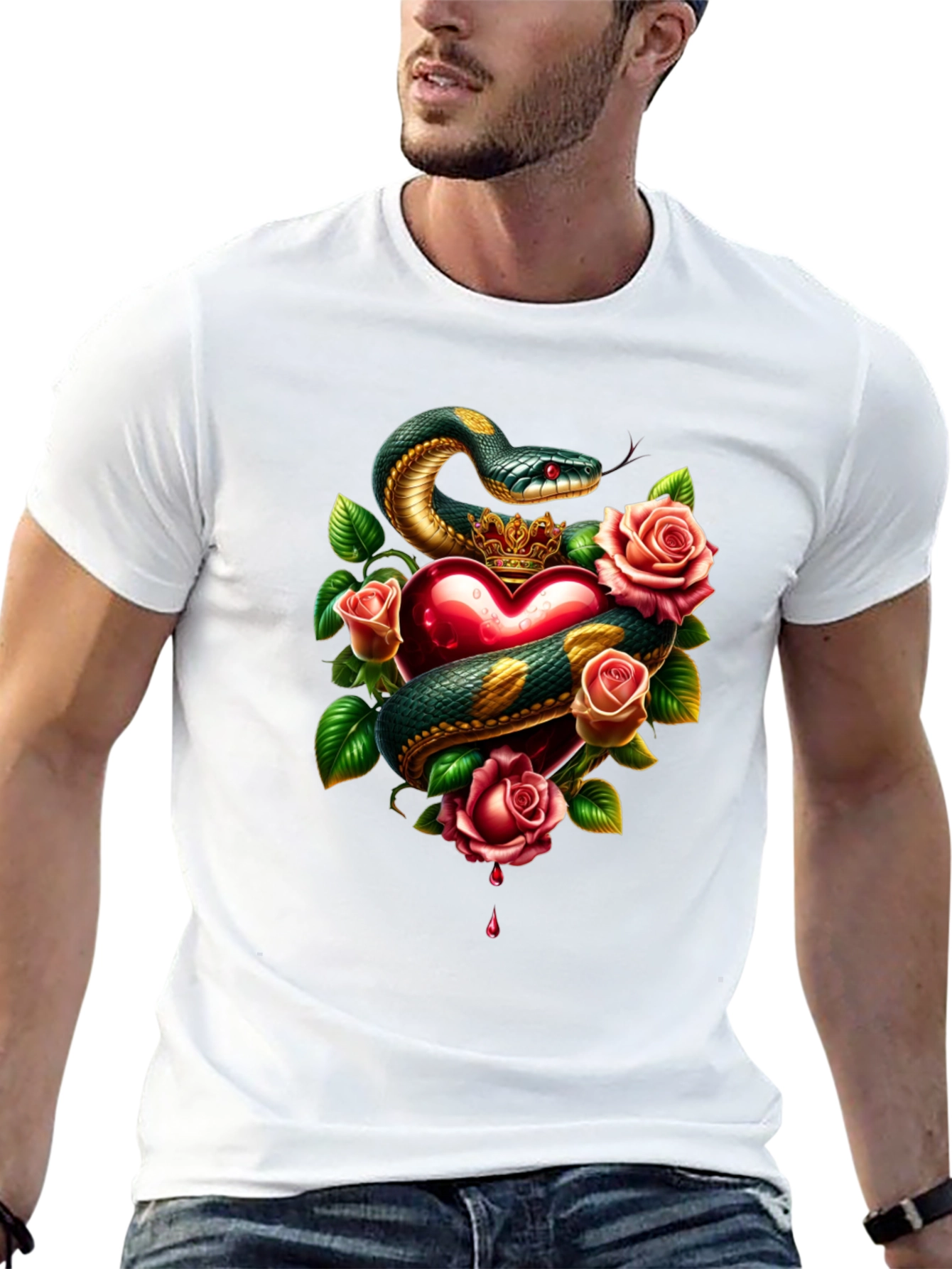 Snake Heart Rose Graphic Tee