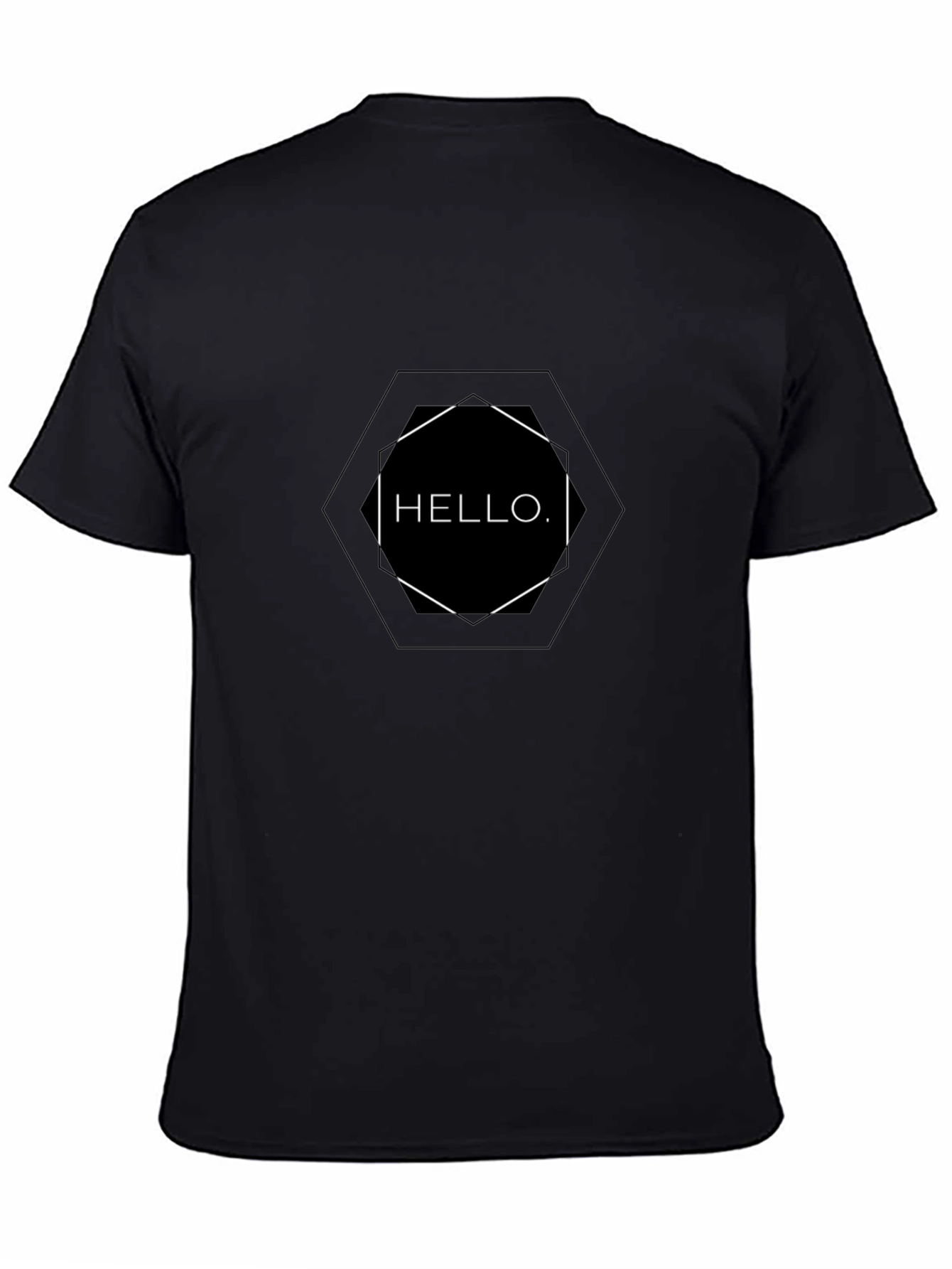 Modern Hello Graphic Tee - Black Cotton Casual Shirt