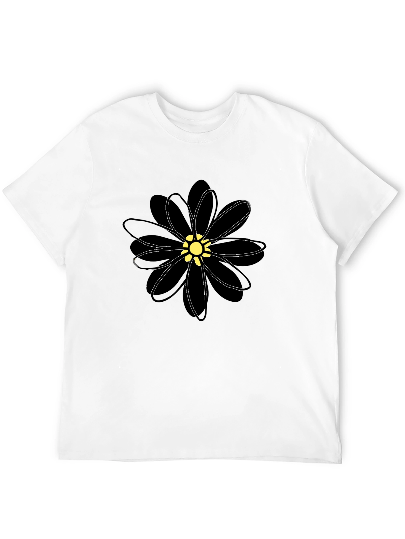 Black Flower Graphic Tee - Stylish Casual Wear