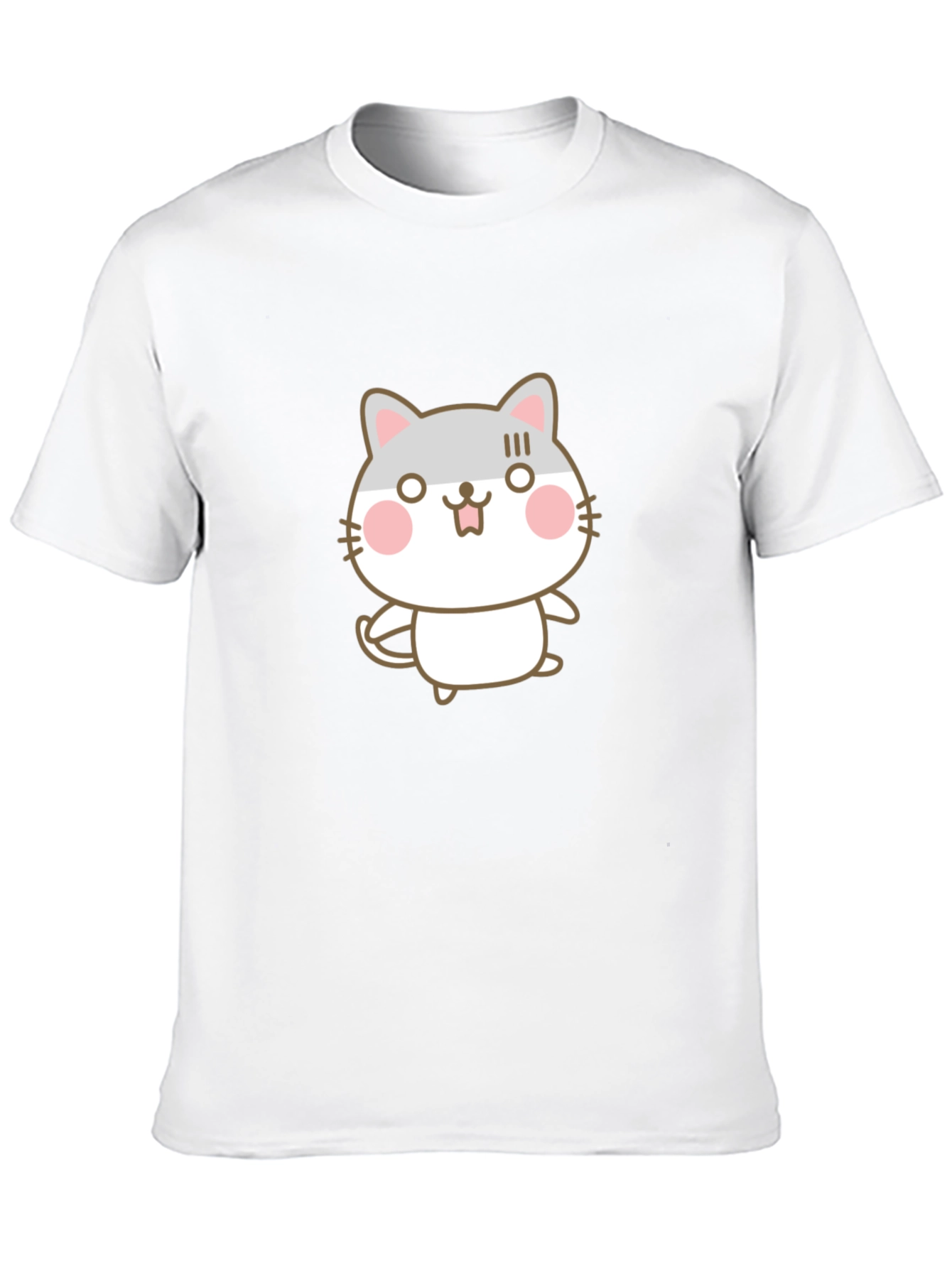 Cute Cartoon Cat Graphic Black T-Shirt