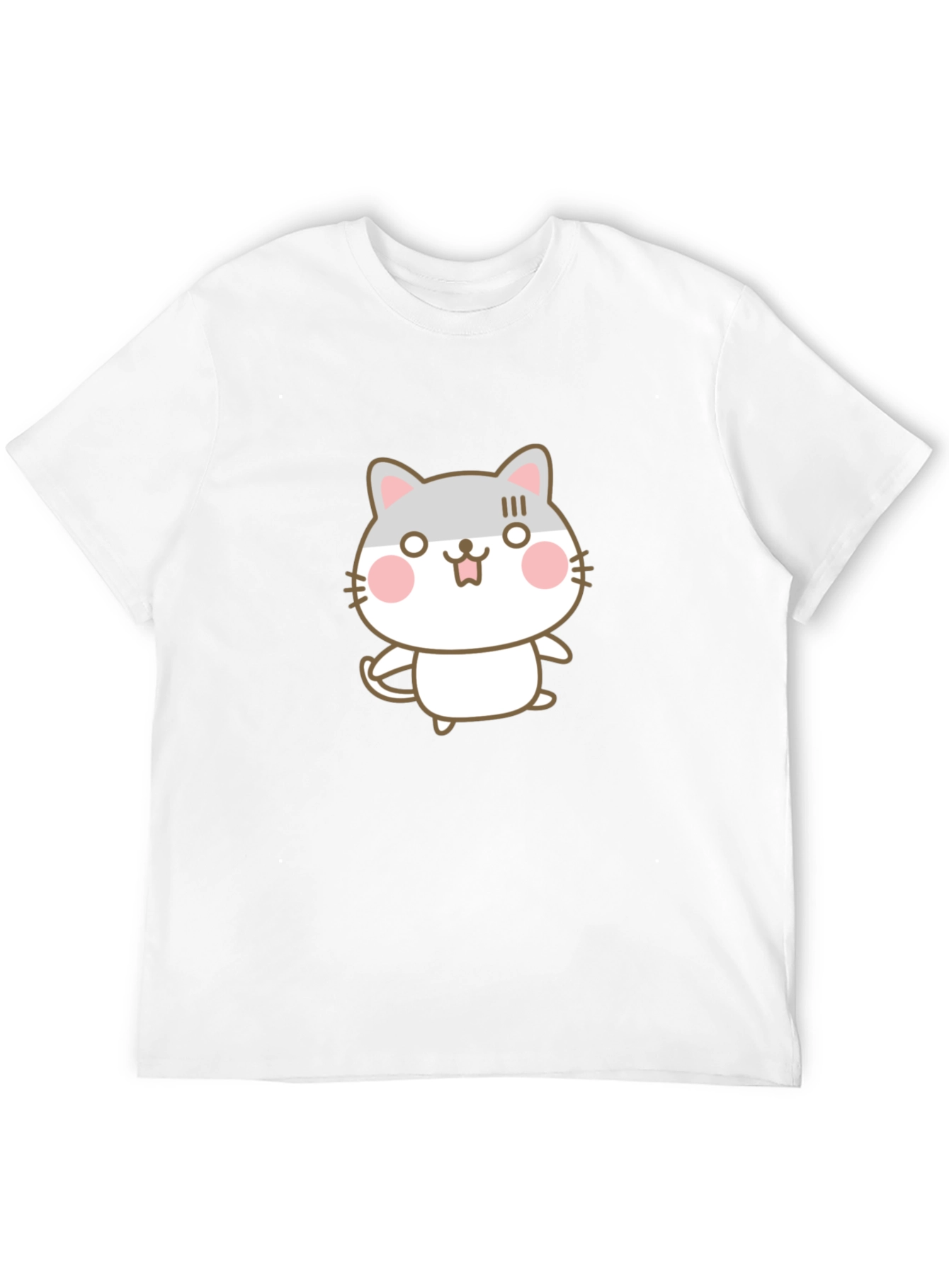 Cute Cartoon Cat Graphic Black T-Shirt