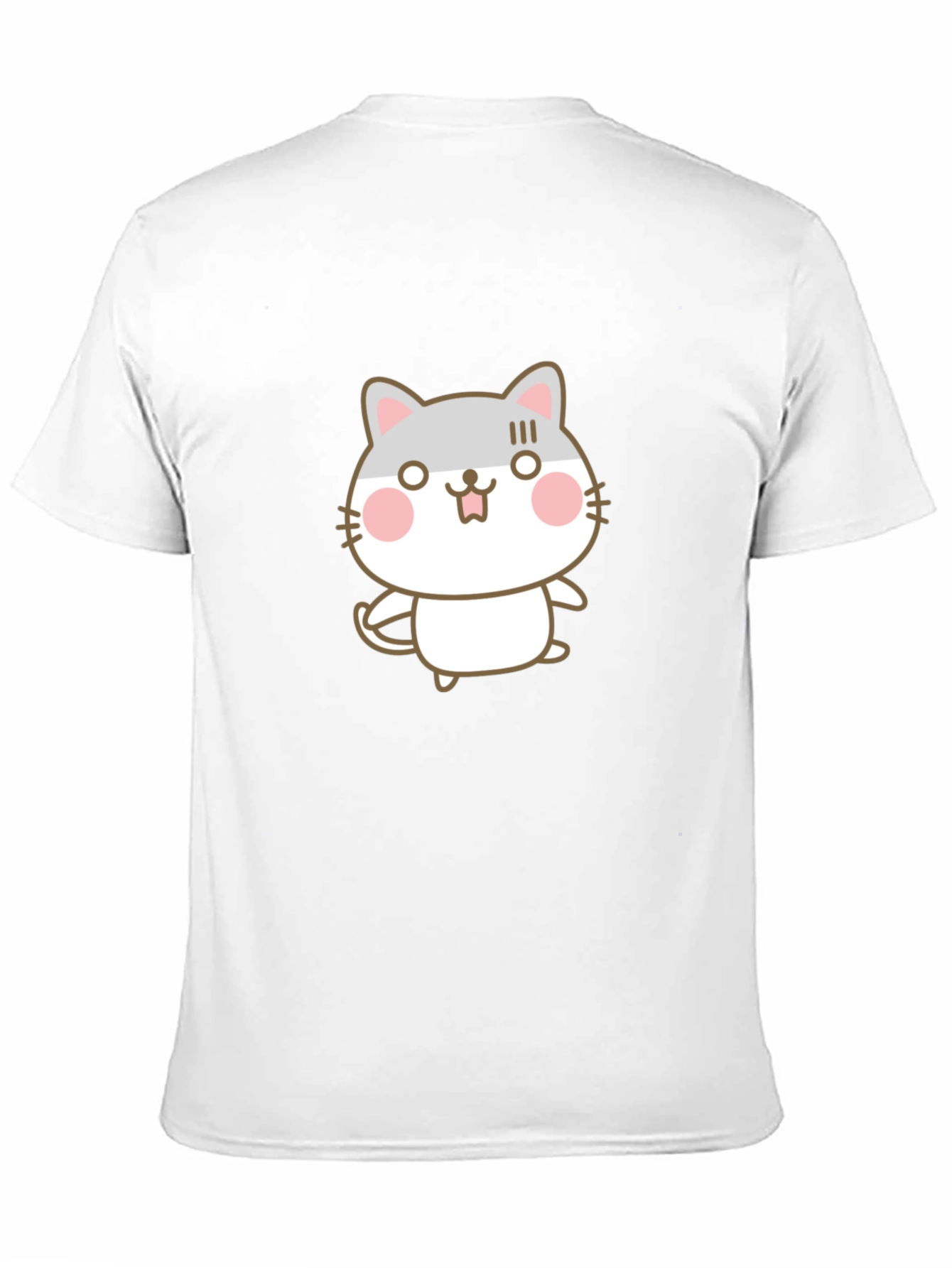 Cute Cartoon Cat Graphic Black T-Shirt