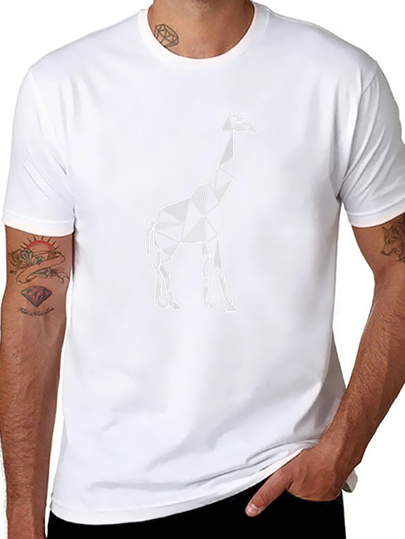 Geometric Giraffe Tee - Modern Black T-Shirt