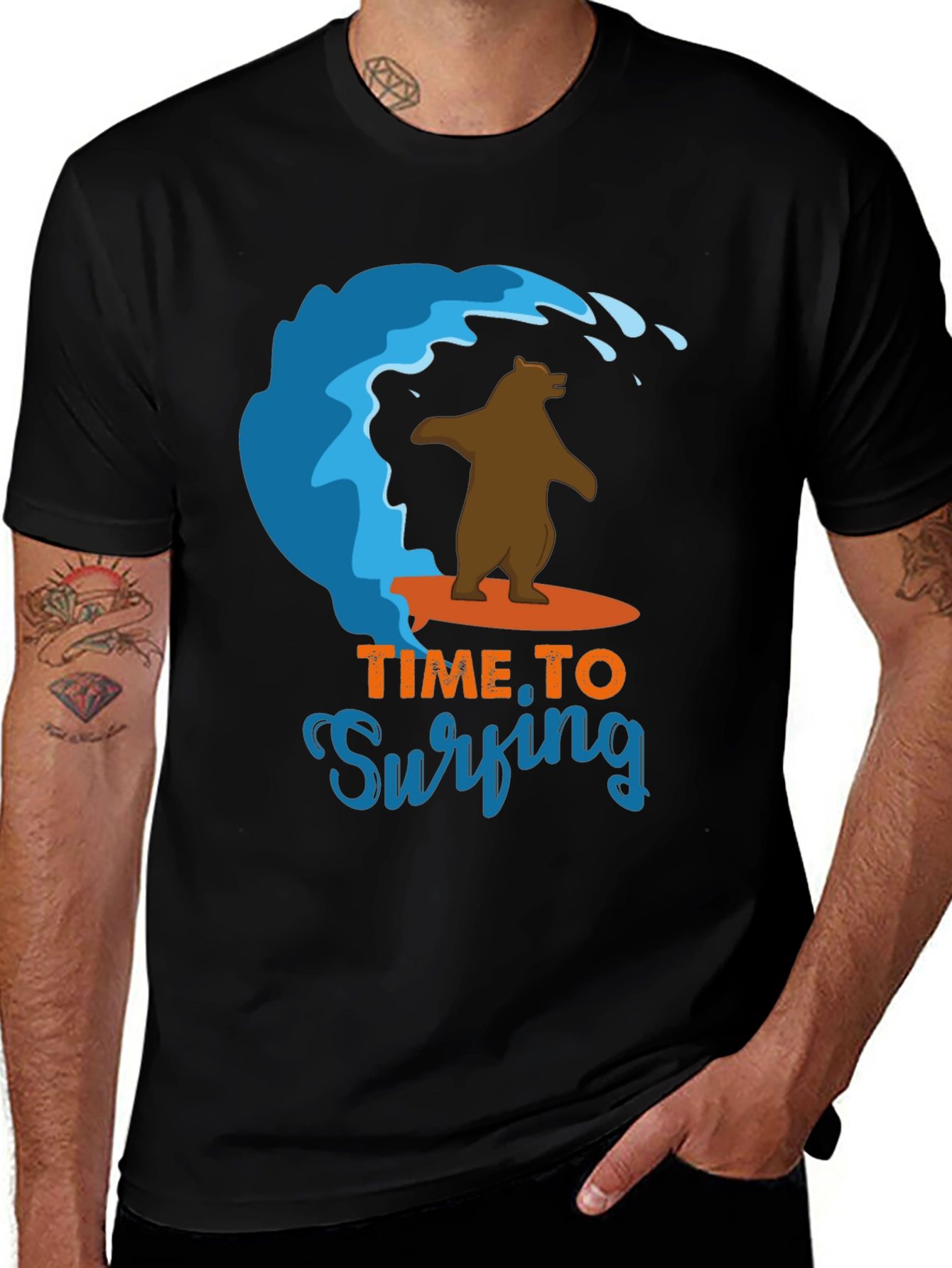 Surfing Bear Graphic Tee - Cool Summer T-Shirt
