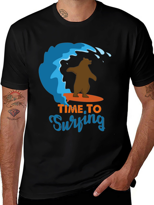 Surfing Bear Graphic Tee - Cool Summer T-Shirt