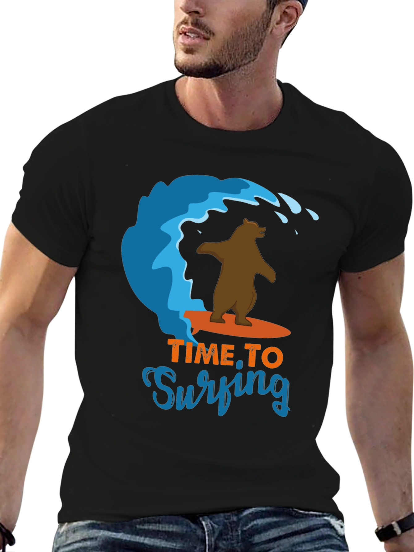 Surfing Bear Graphic Tee - Cool Summer T-Shirt