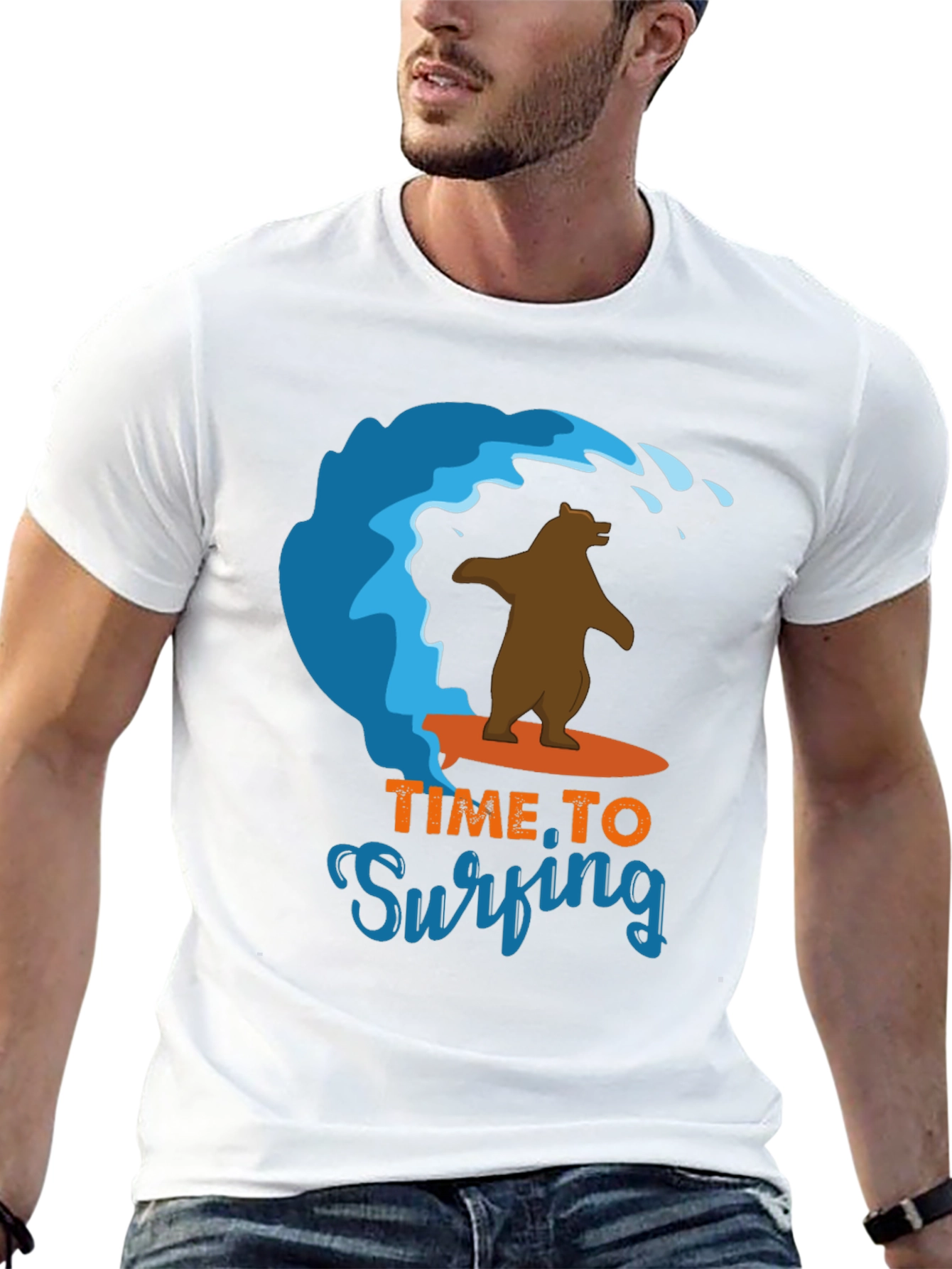 Surfing Bear Graphic Tee - Cool Summer T-Shirt