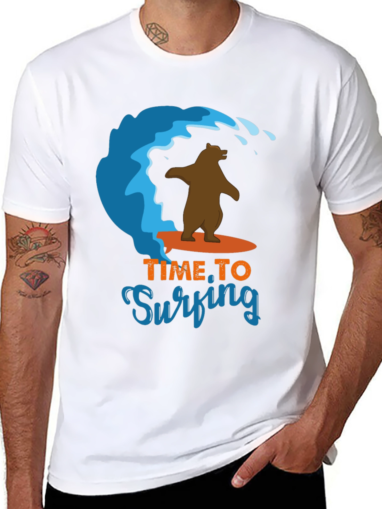 Surfing Bear Graphic Tee - Cool Summer T-Shirt
