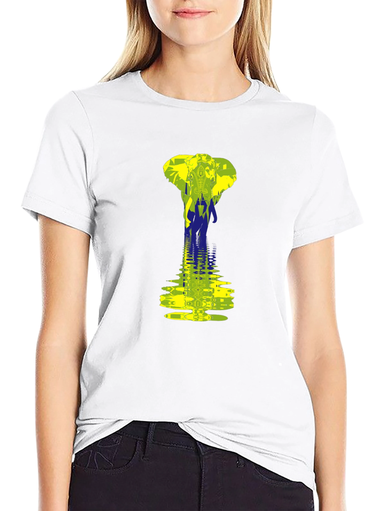 Elephant Reflection Graphic Tee - Black