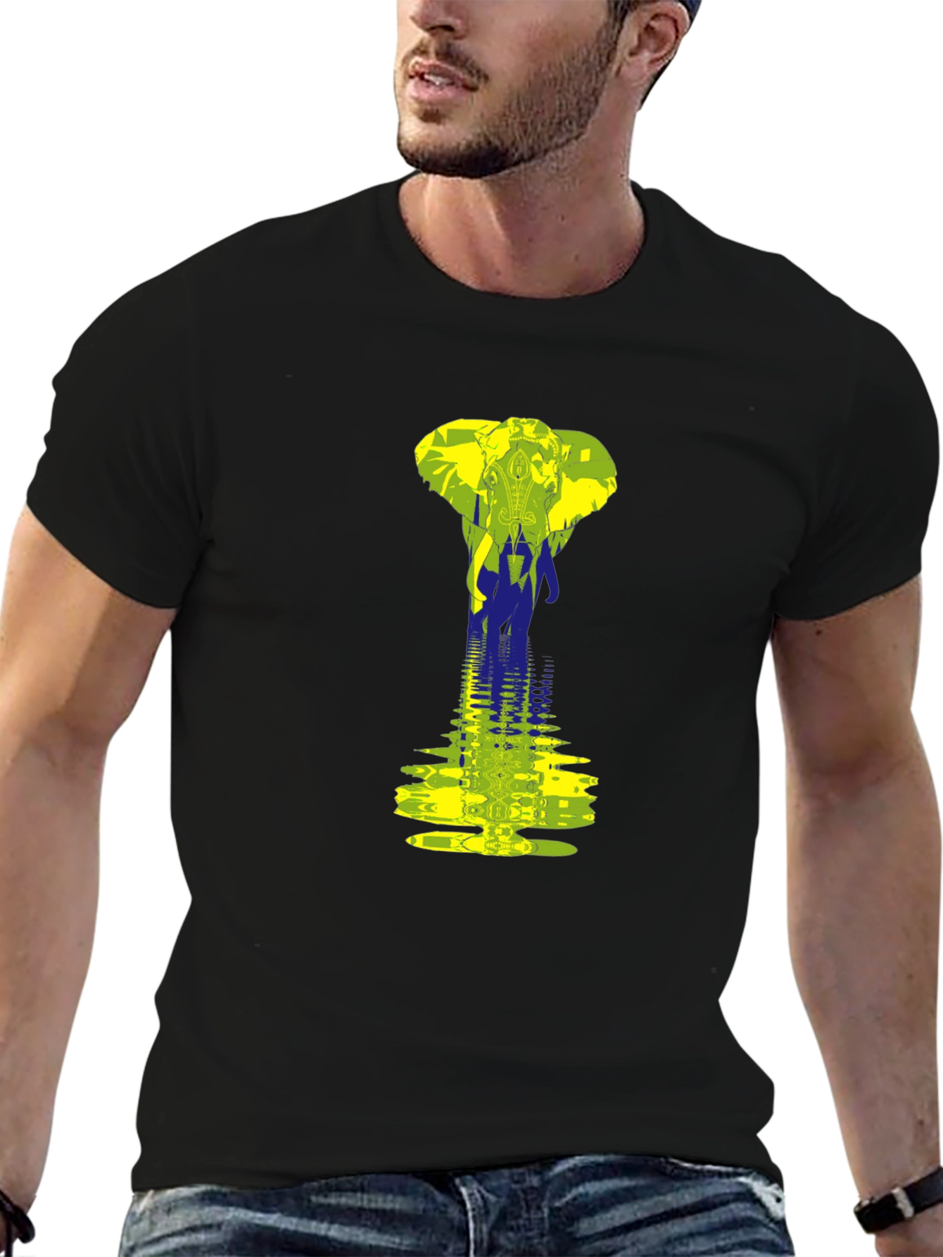 Elephant Reflection Graphic Tee - Black