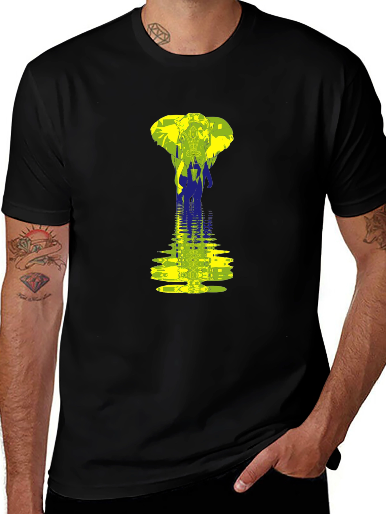 Elephant Reflection Graphic Tee - Black