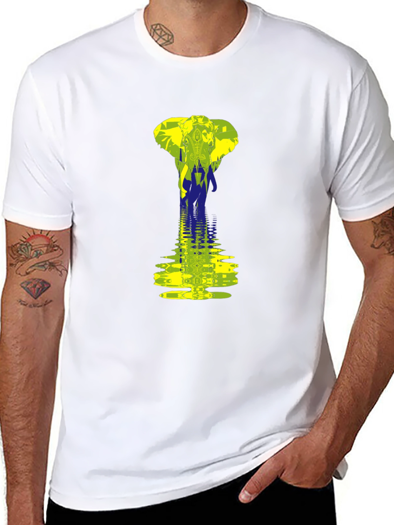 Elephant Reflection Graphic Tee - Black