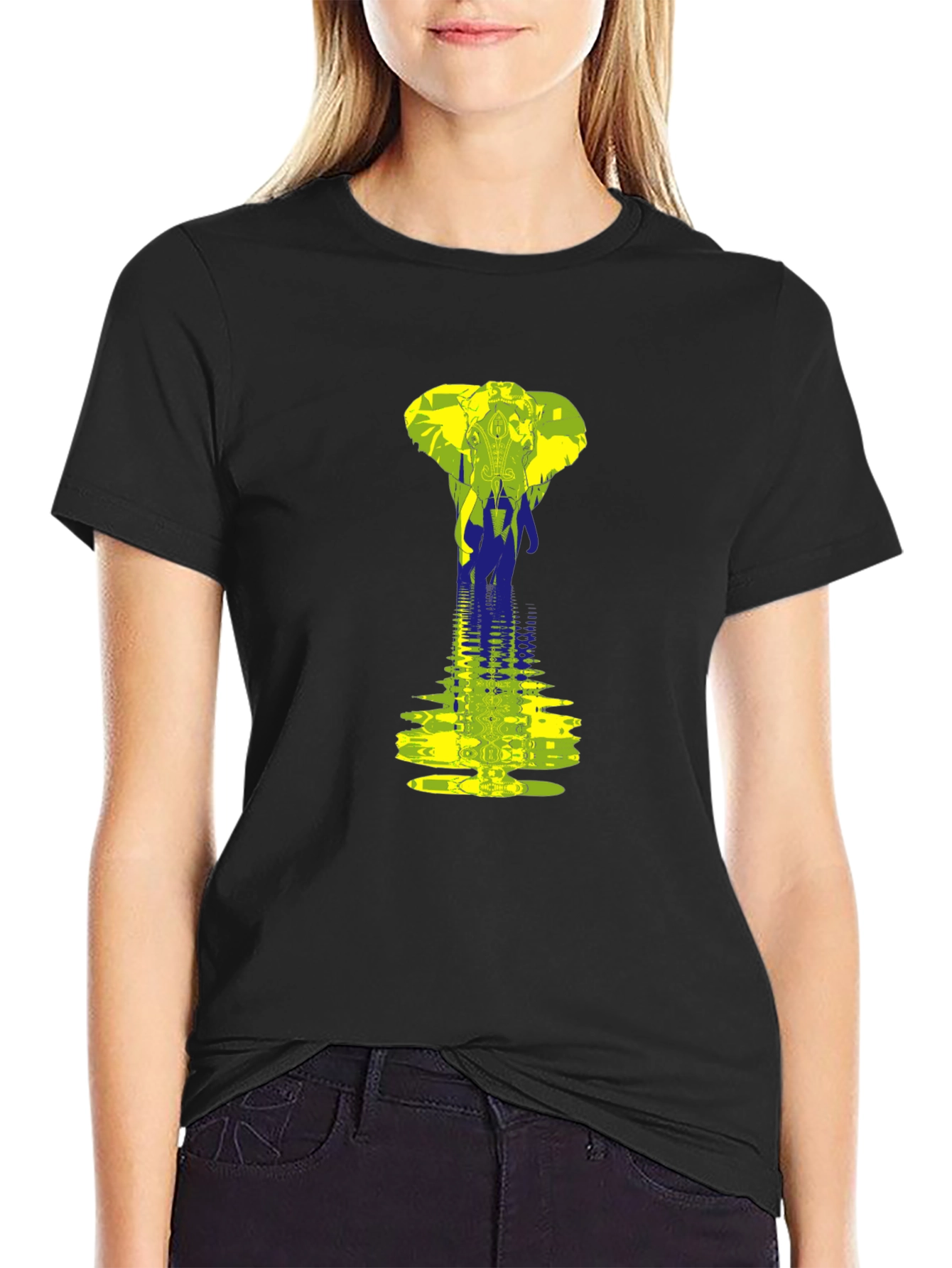 Elephant Reflection Graphic Tee - Black