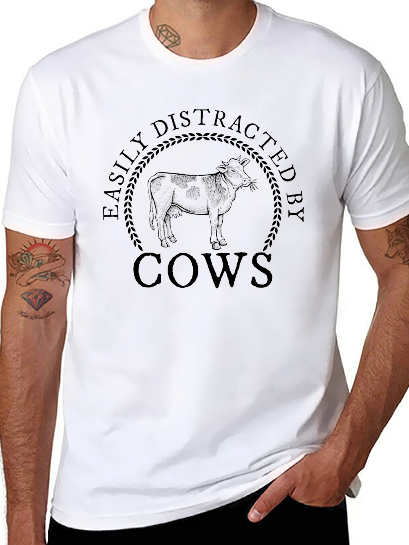 Easily Distracted by Cows Graphic T-Shirt