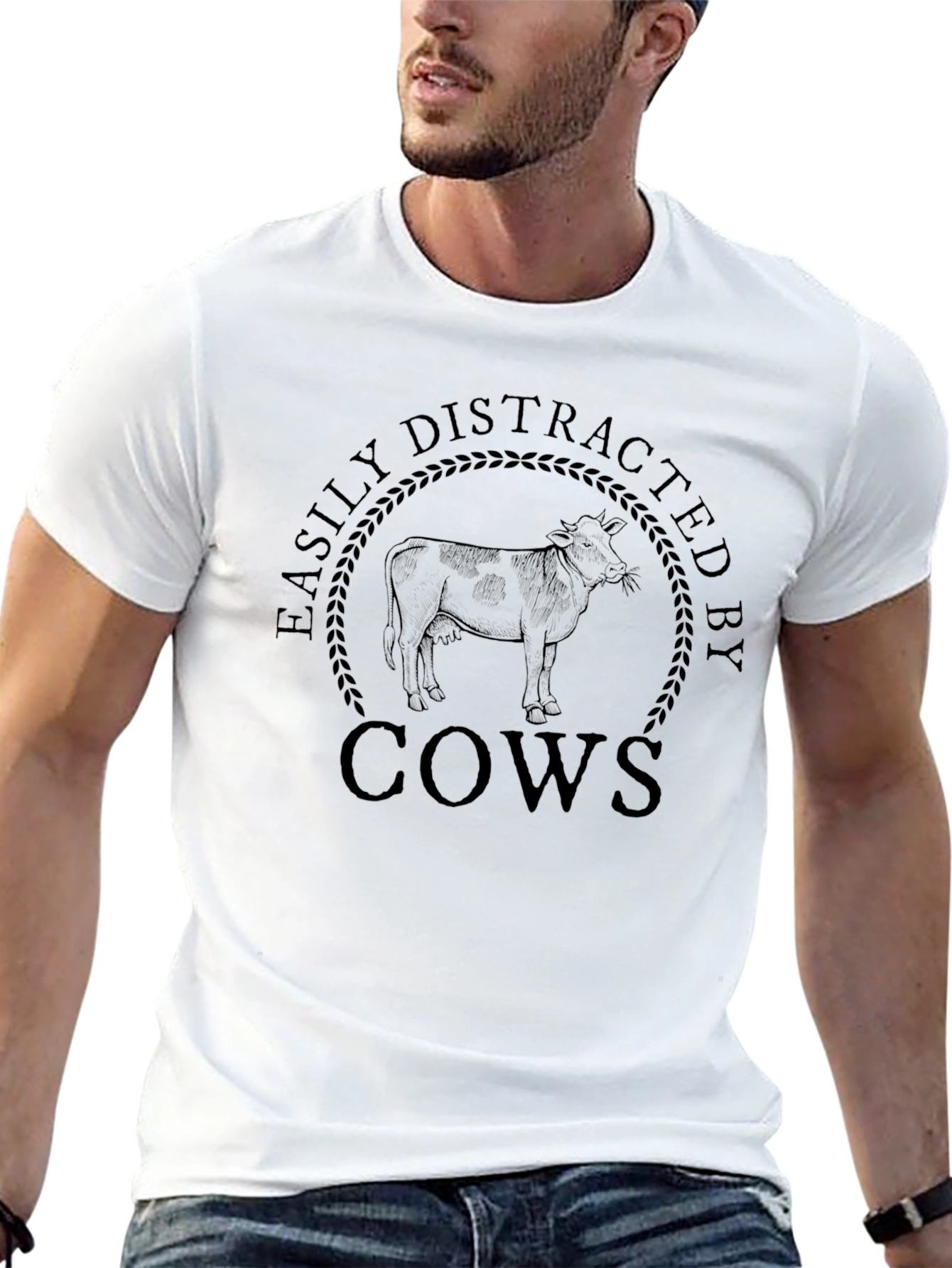 Easily Distracted by Cows Graphic T-Shirt