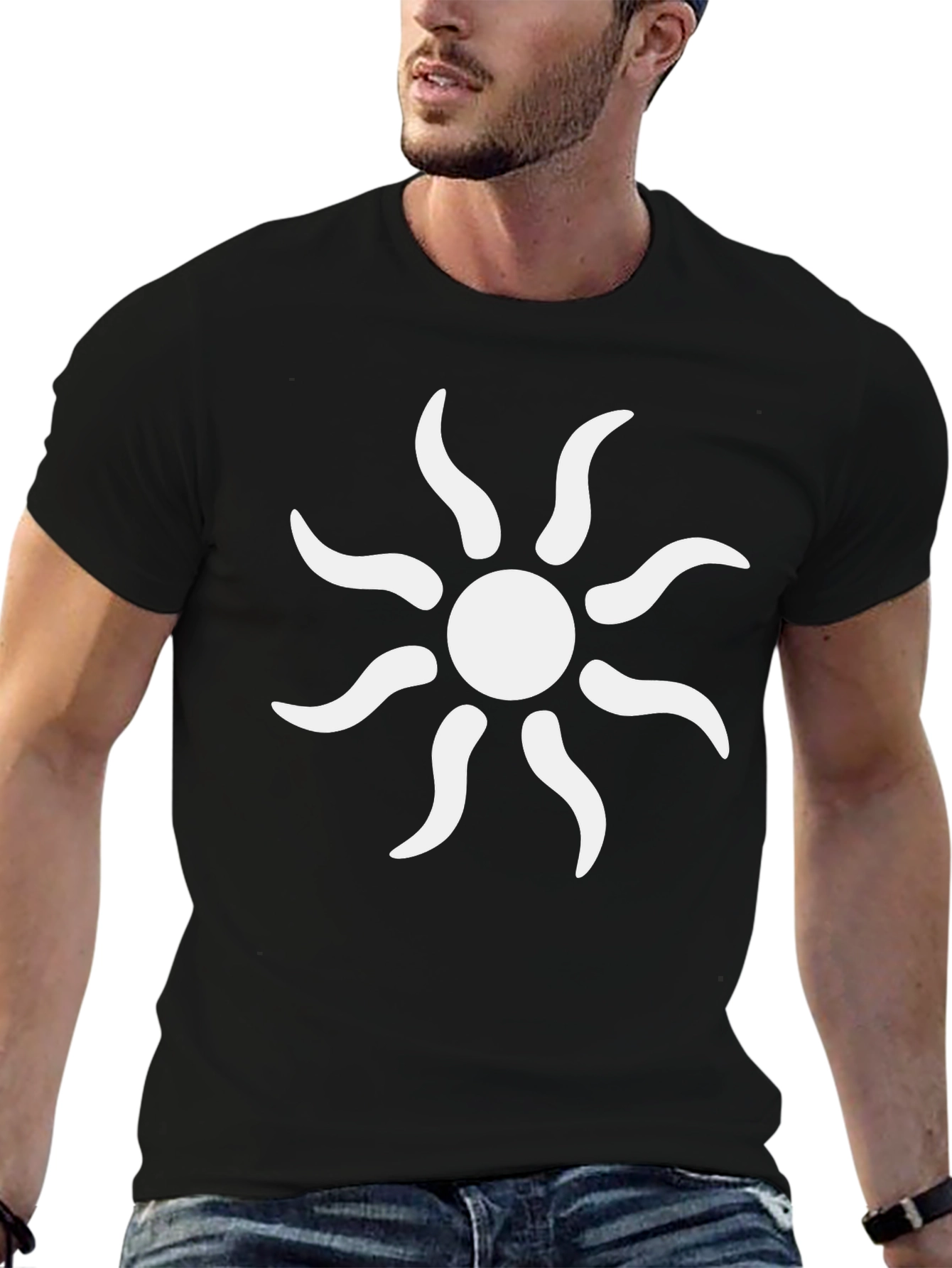 Abstract Sun Graphic Tee - Modern Style