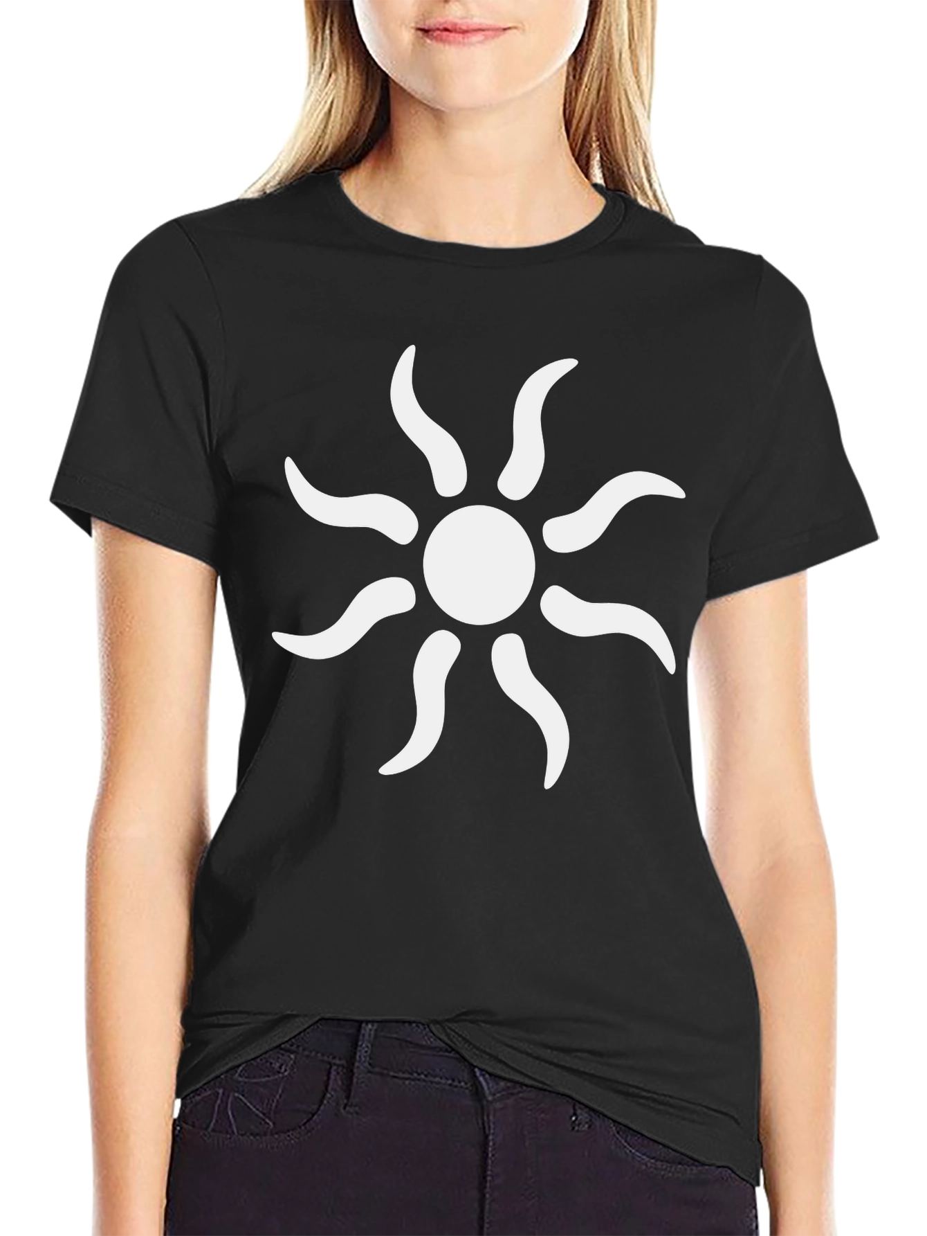 Abstract Sun Graphic Tee - Modern Style