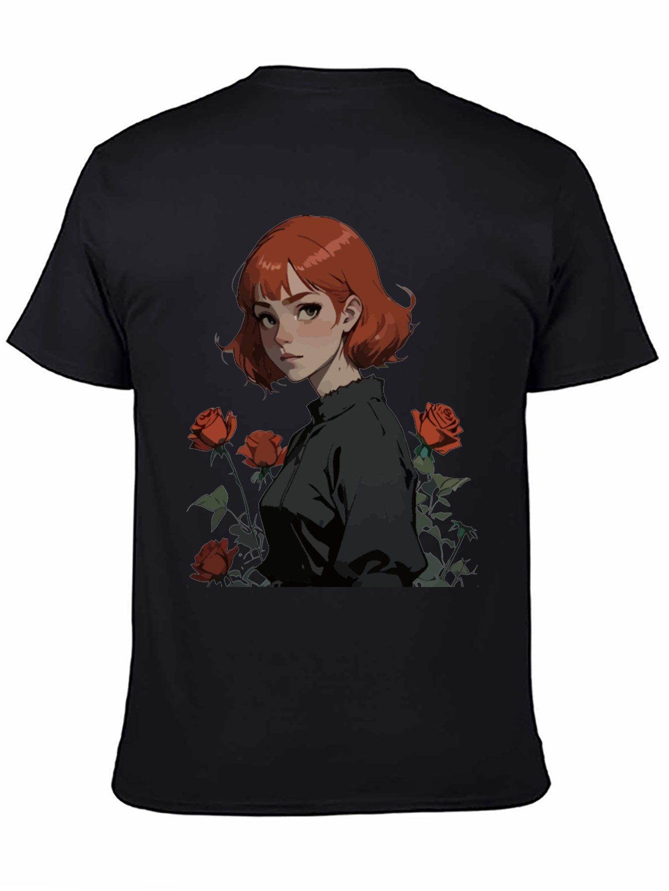 Anime Girl & Roses Graphic Tee