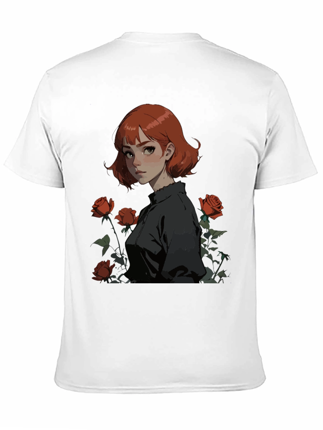 Anime Girl & Roses Graphic Tee