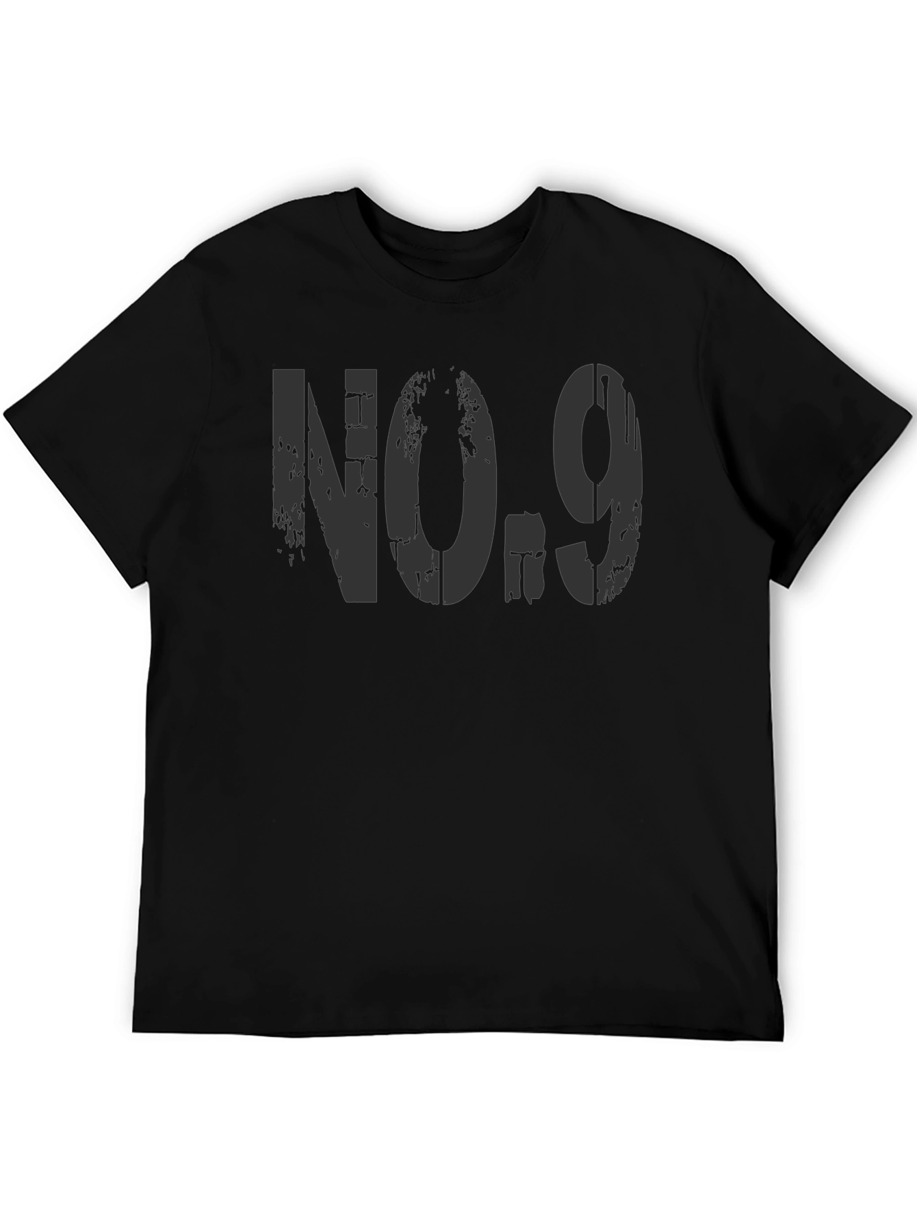 Distressed No. 9 Graphic T-Shirt - Black