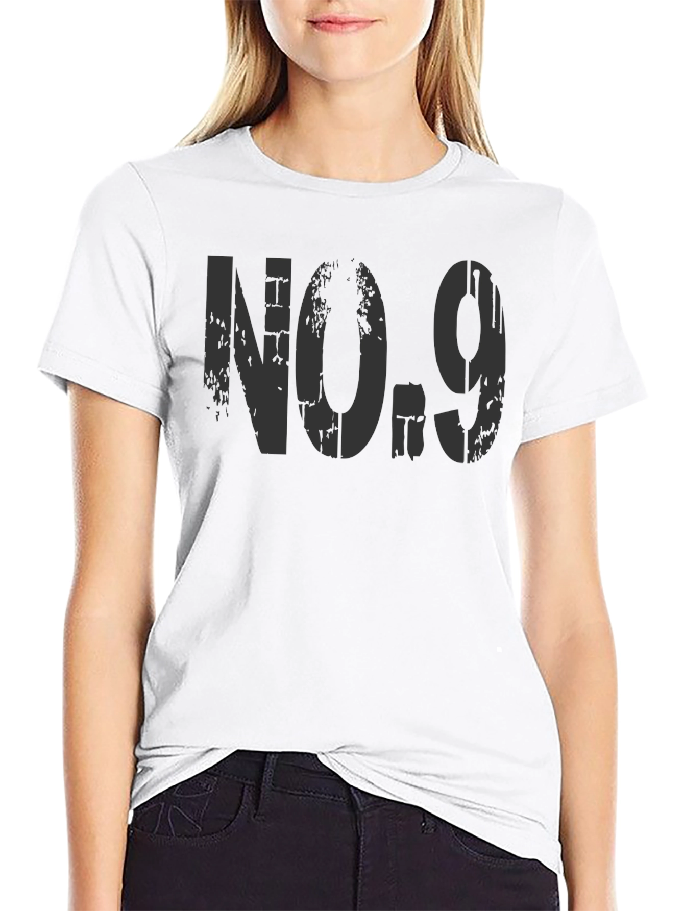 Distressed No. 9 Graphic T-Shirt - Black