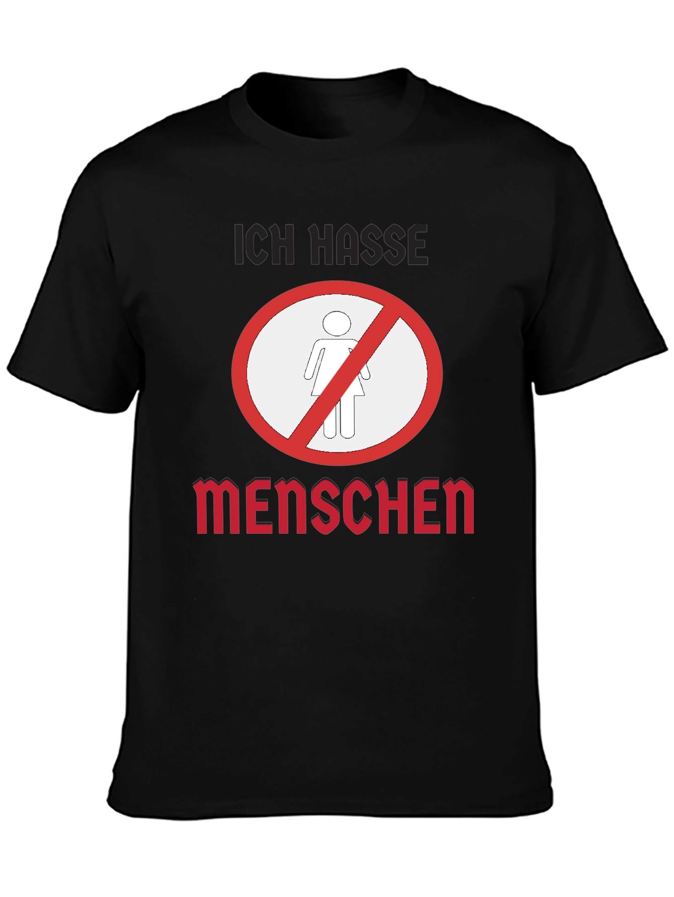 Ich Hasse Menschen Graphic T-Shirt - Black