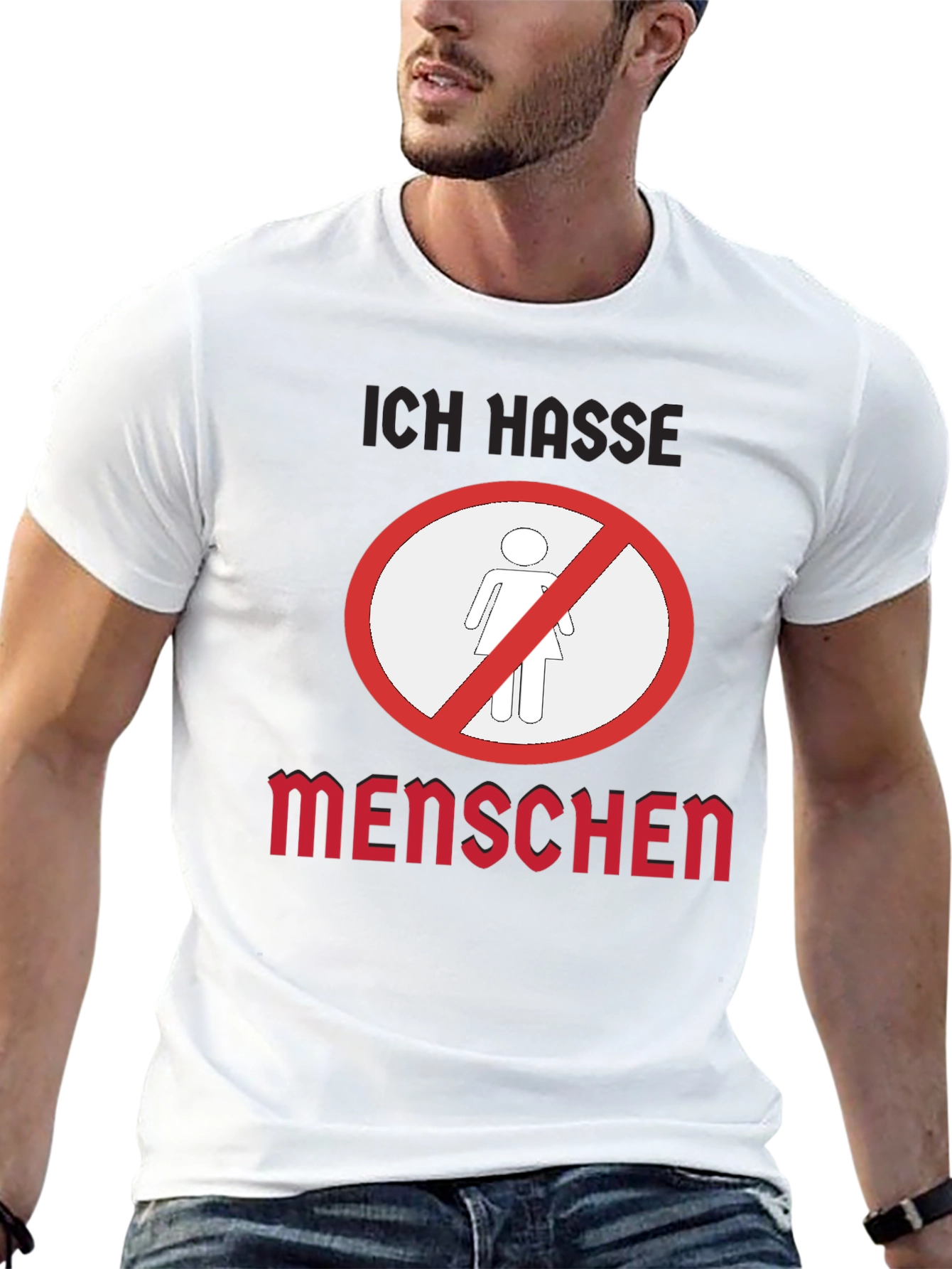 Ich Hasse Menschen Graphic T-Shirt - Black