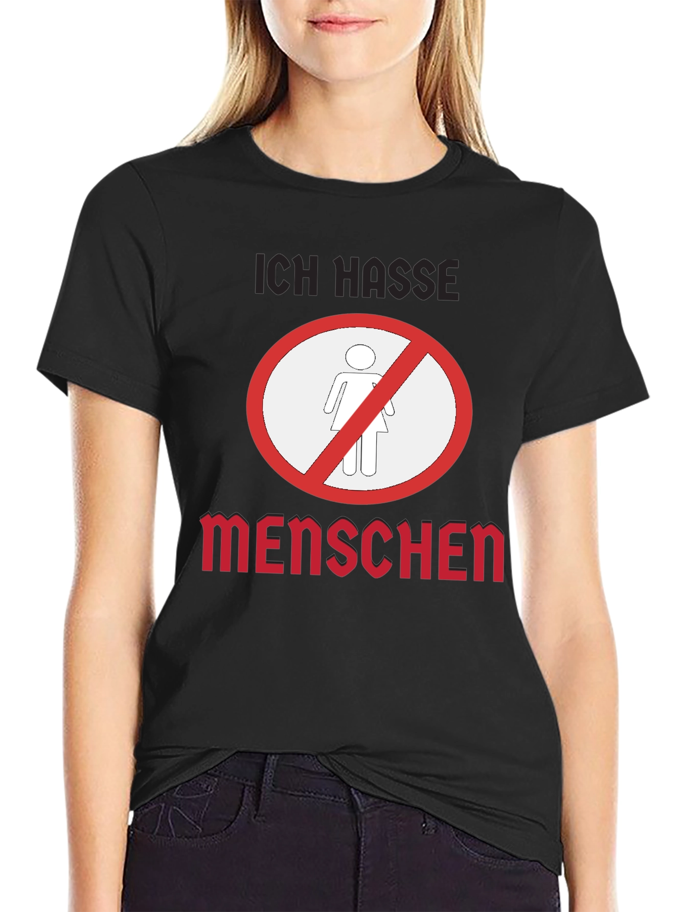 Ich Hasse Menschen Graphic T-Shirt - Black