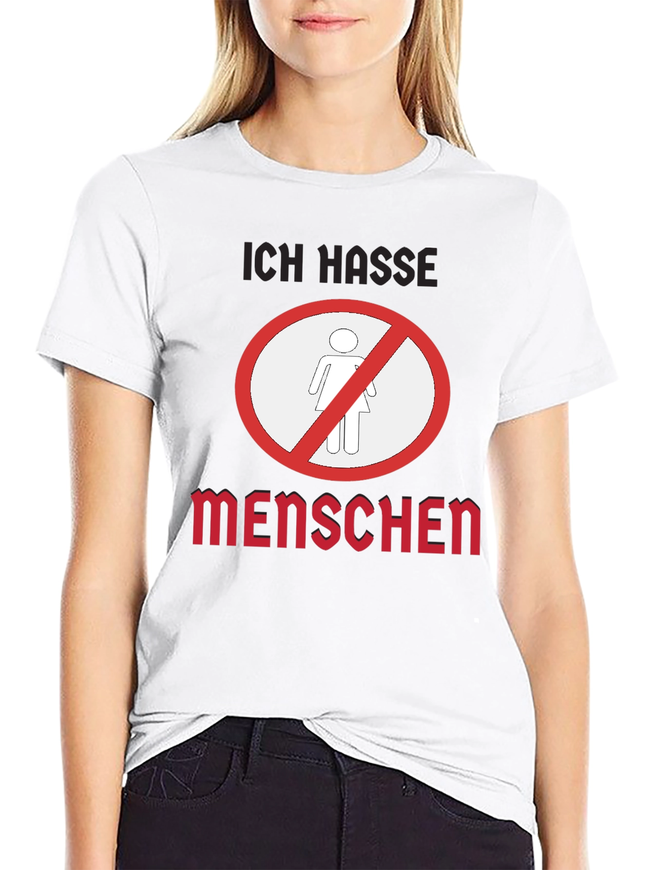 Ich Hasse Menschen Graphic T-Shirt - Black