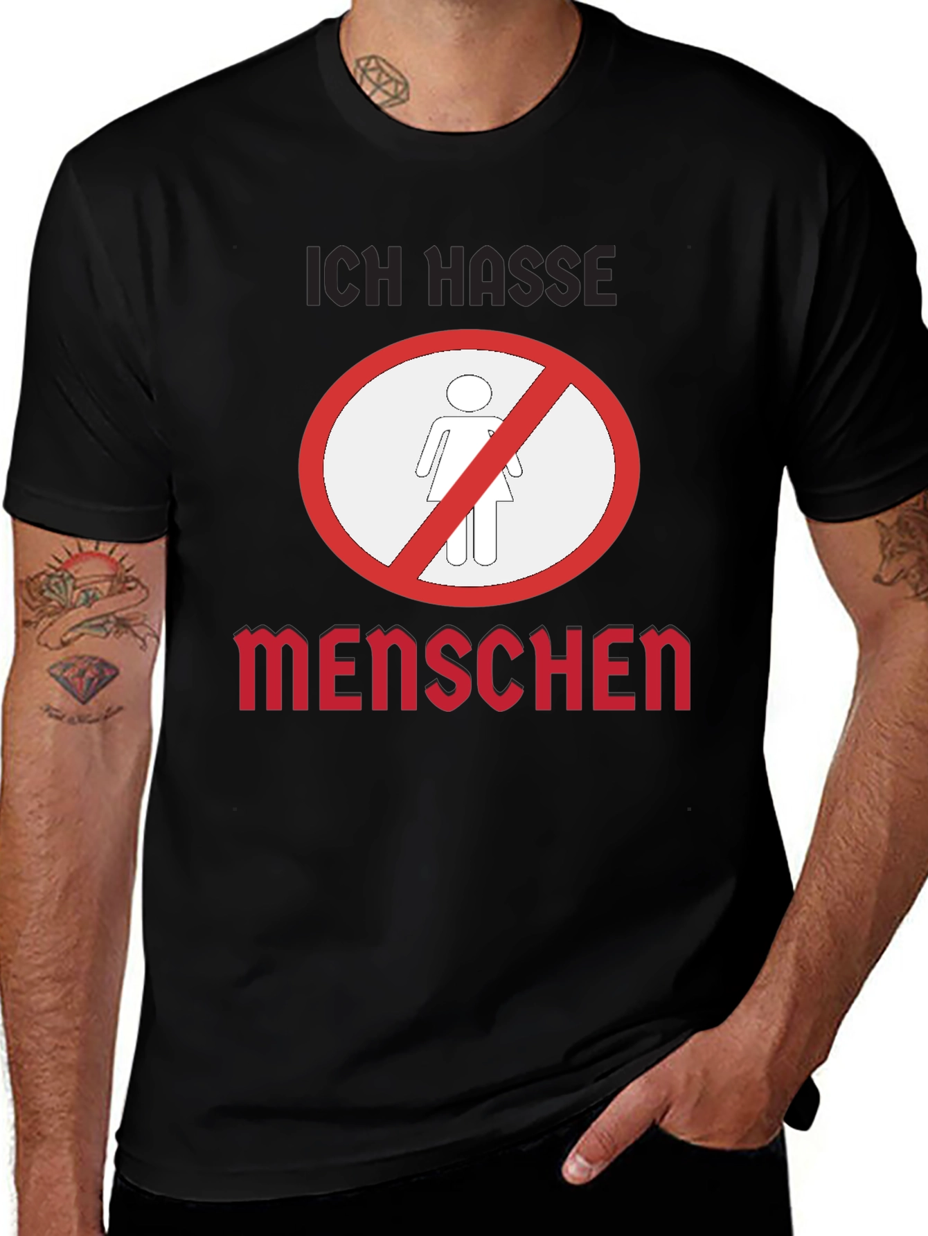 Ich Hasse Menschen Graphic T-Shirt - Black