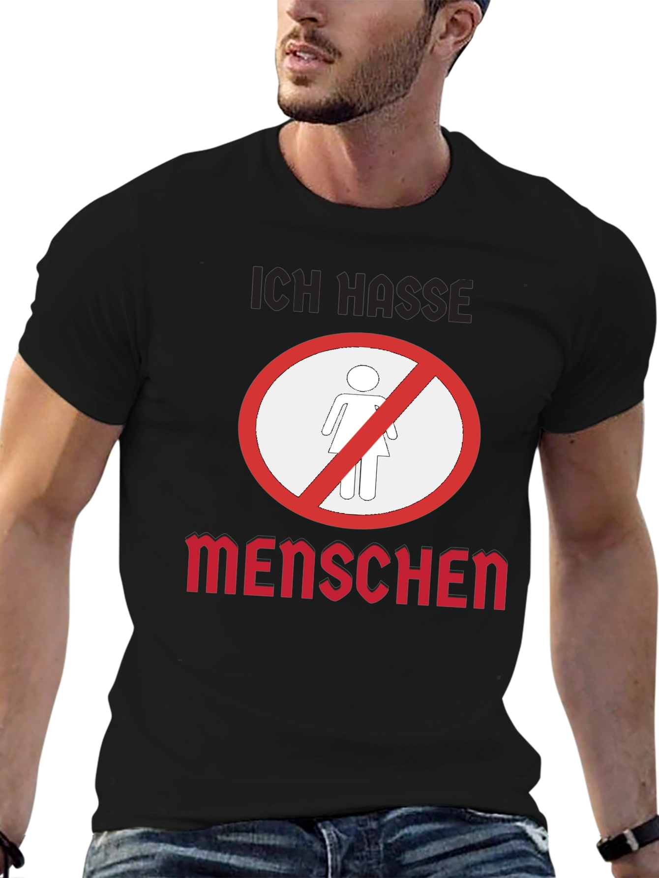 Ich Hasse Menschen Graphic T-Shirt - Black