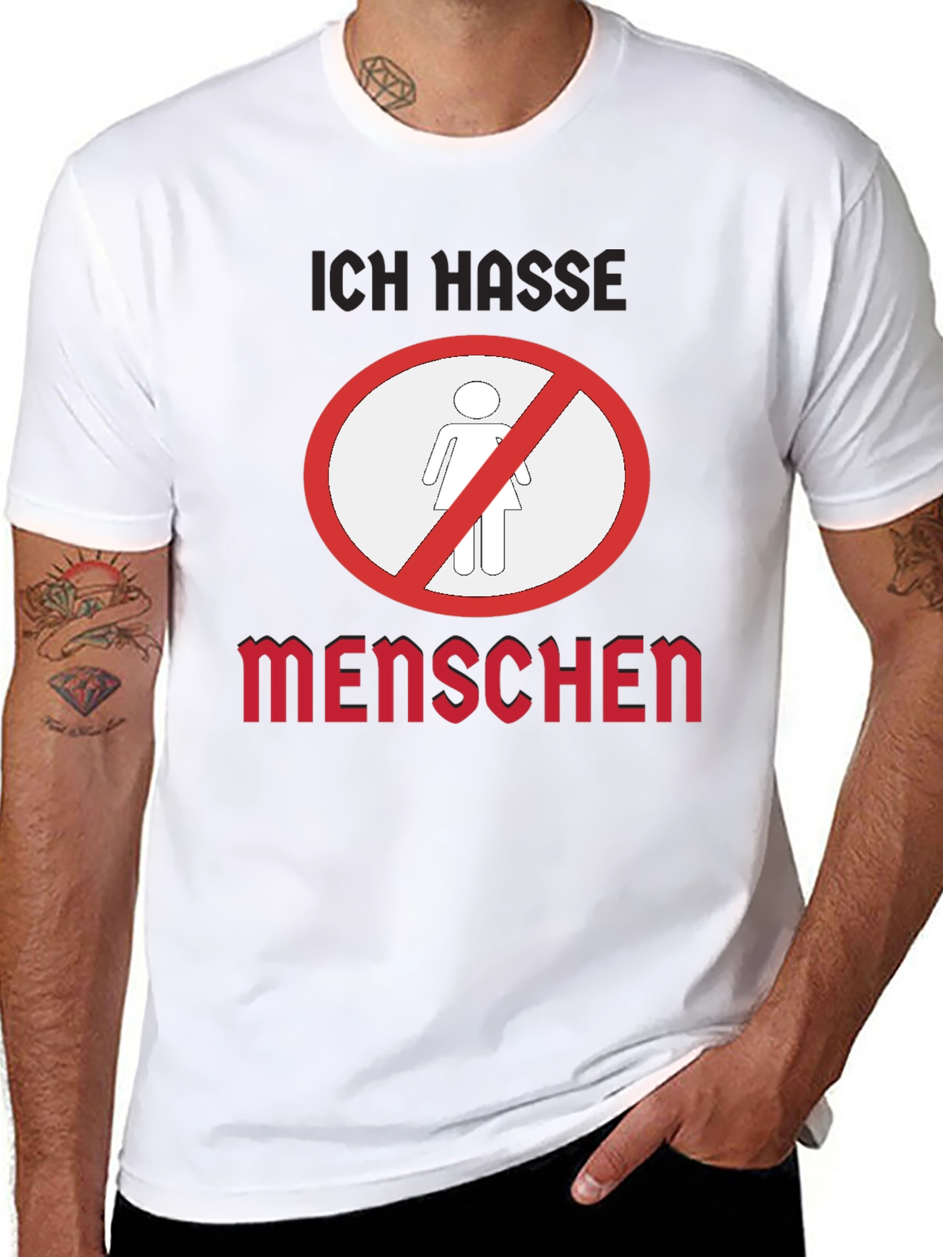 Ich Hasse Menschen Graphic T-Shirt - Black