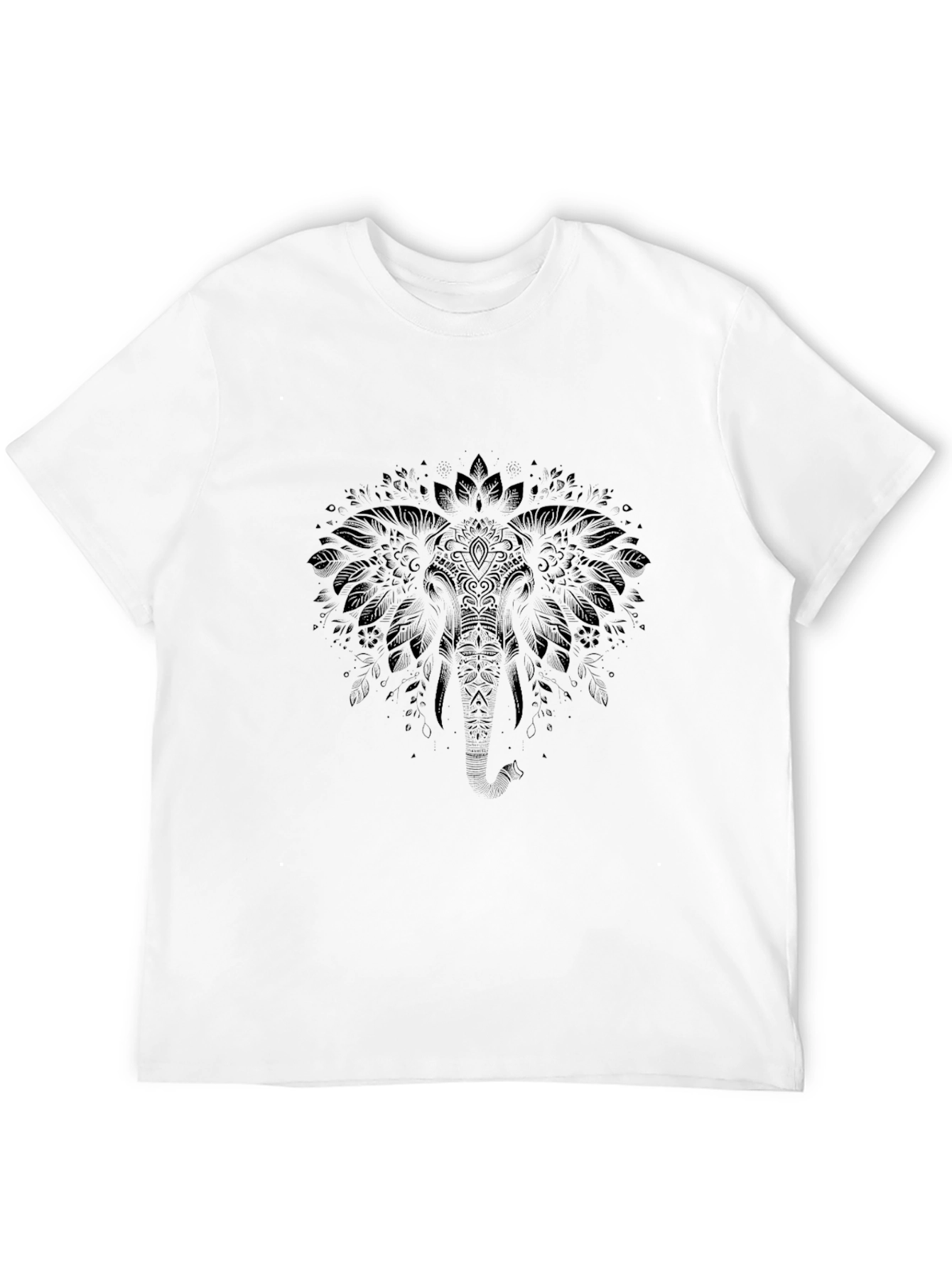 Elephant Mandala Graphic Tee - Black