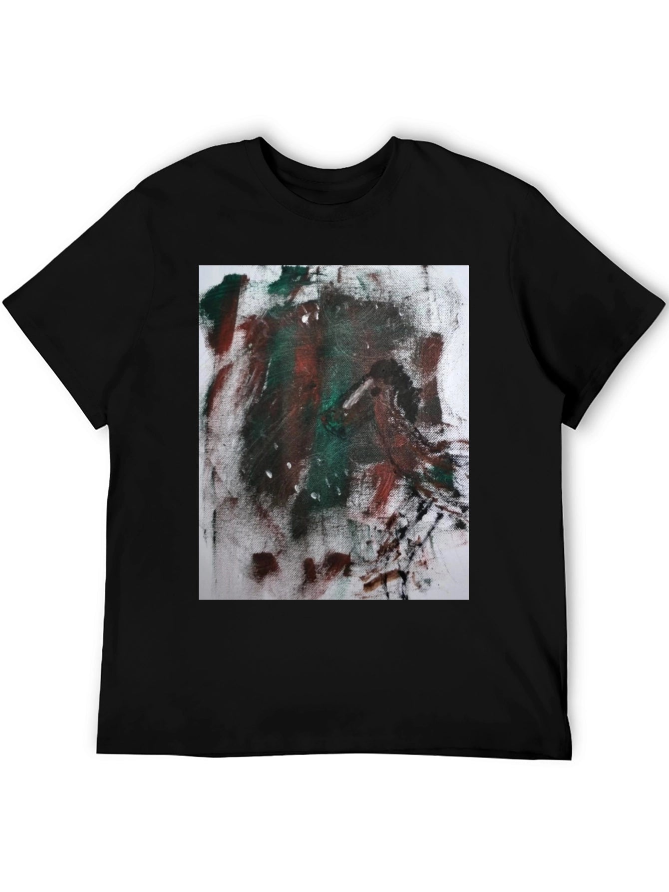 Abstract Art Print Black Tee - Modern Casual Wear