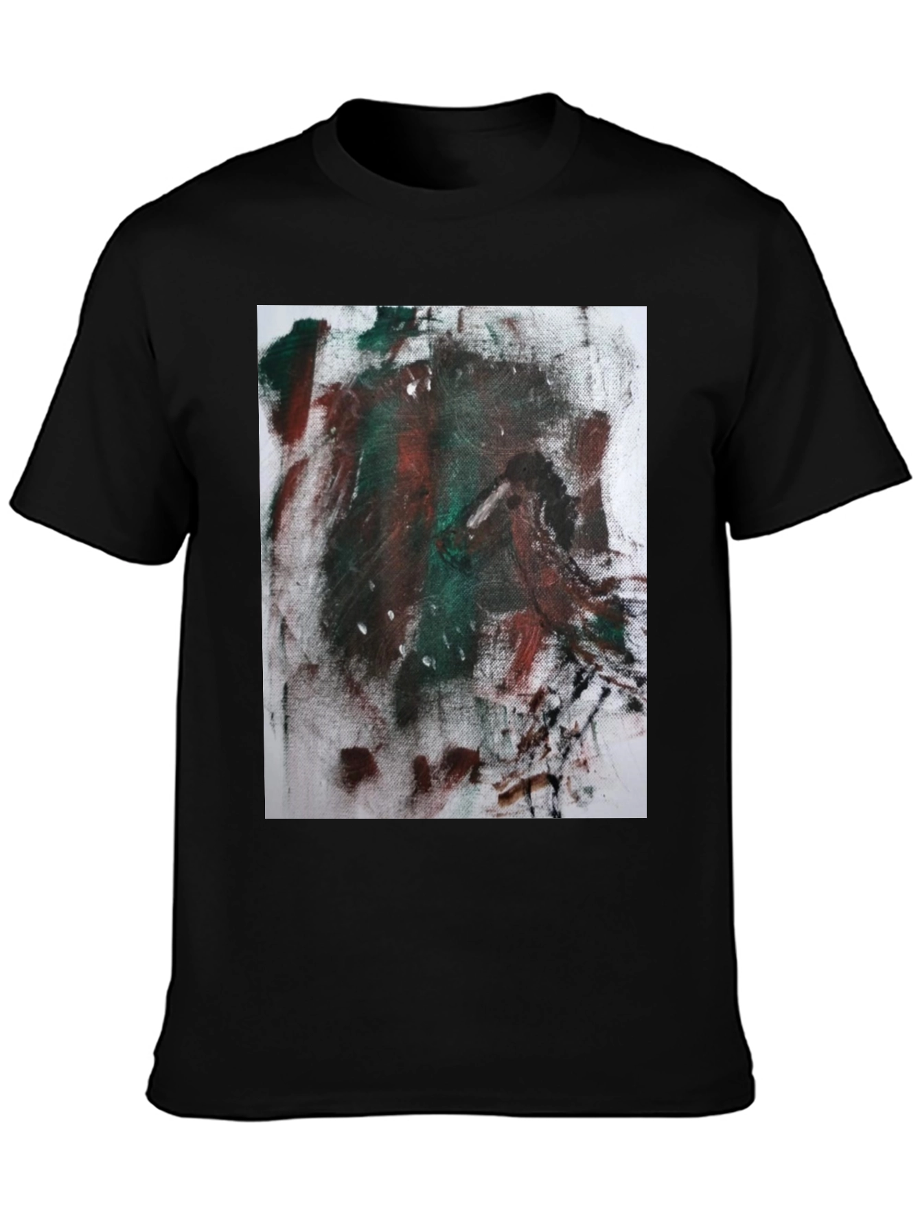 Abstract Art Print Black Tee - Modern Casual Wear