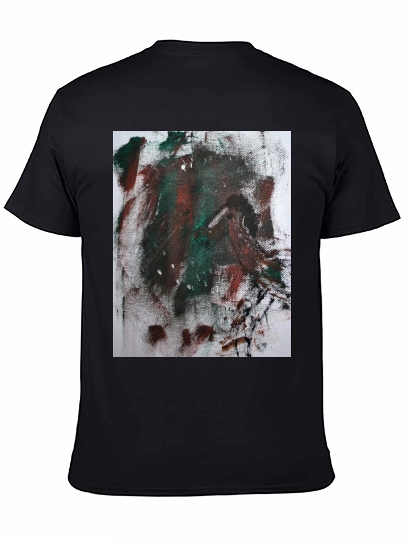 Abstract Art Print Black Tee - Modern Casual Wear
