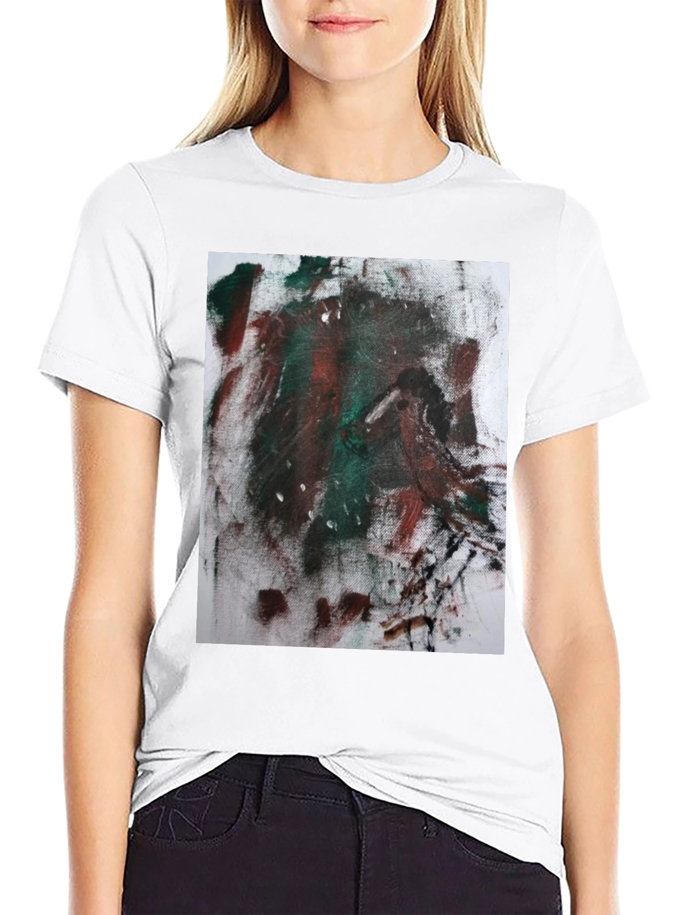 Abstract Art Print Black Tee - Modern Casual Wear