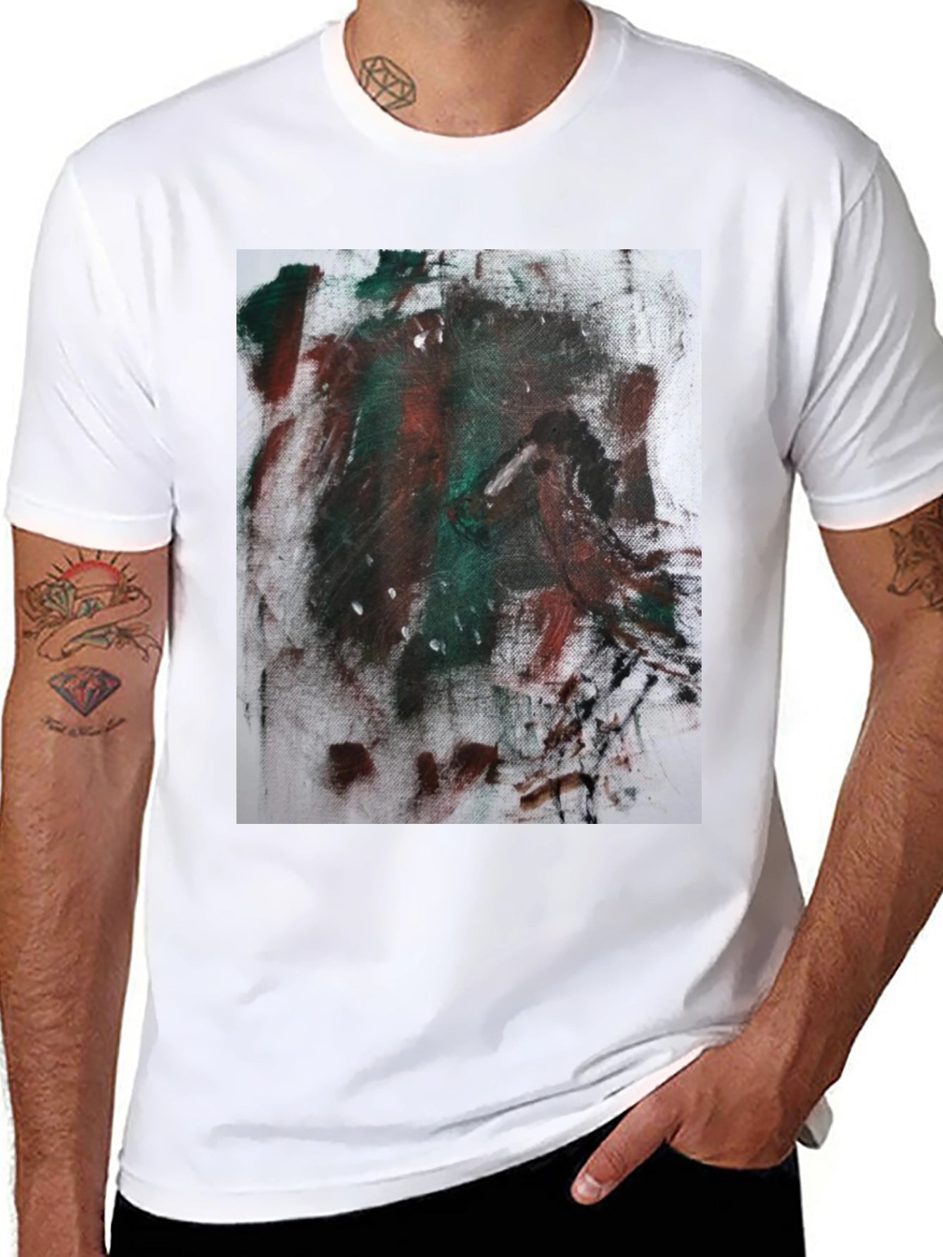 Abstract Art Print Black Tee - Modern Casual Wear