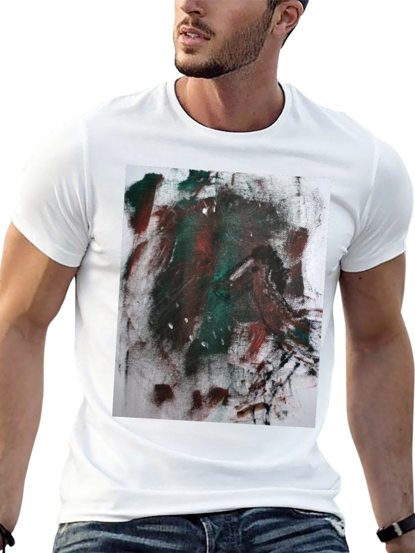 Abstract Art Print Black Tee - Modern Casual Wear